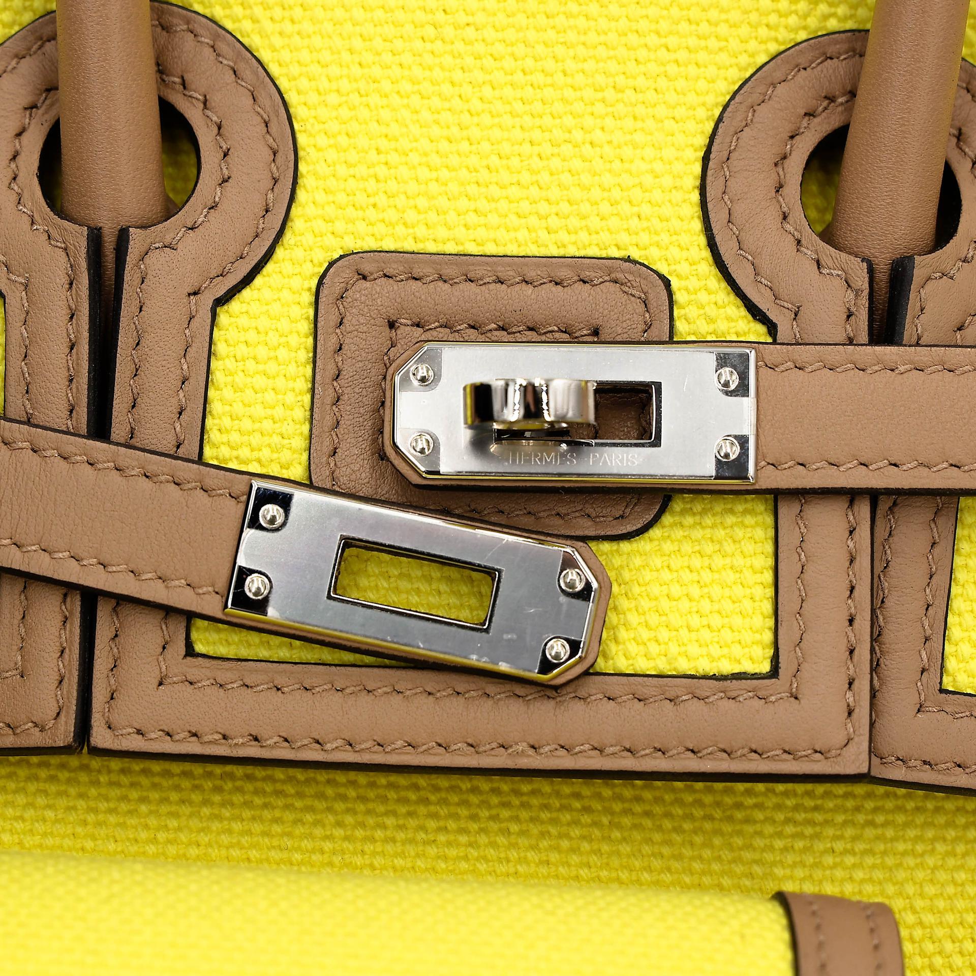 ランク SA HERMÈS エルメス 限定品 バーキン25カーゴ ジョーヌシトロン (9N) チャイ(0M) トワルゴエラン スイフト シルバー金具 W刻印 (2024) - 13