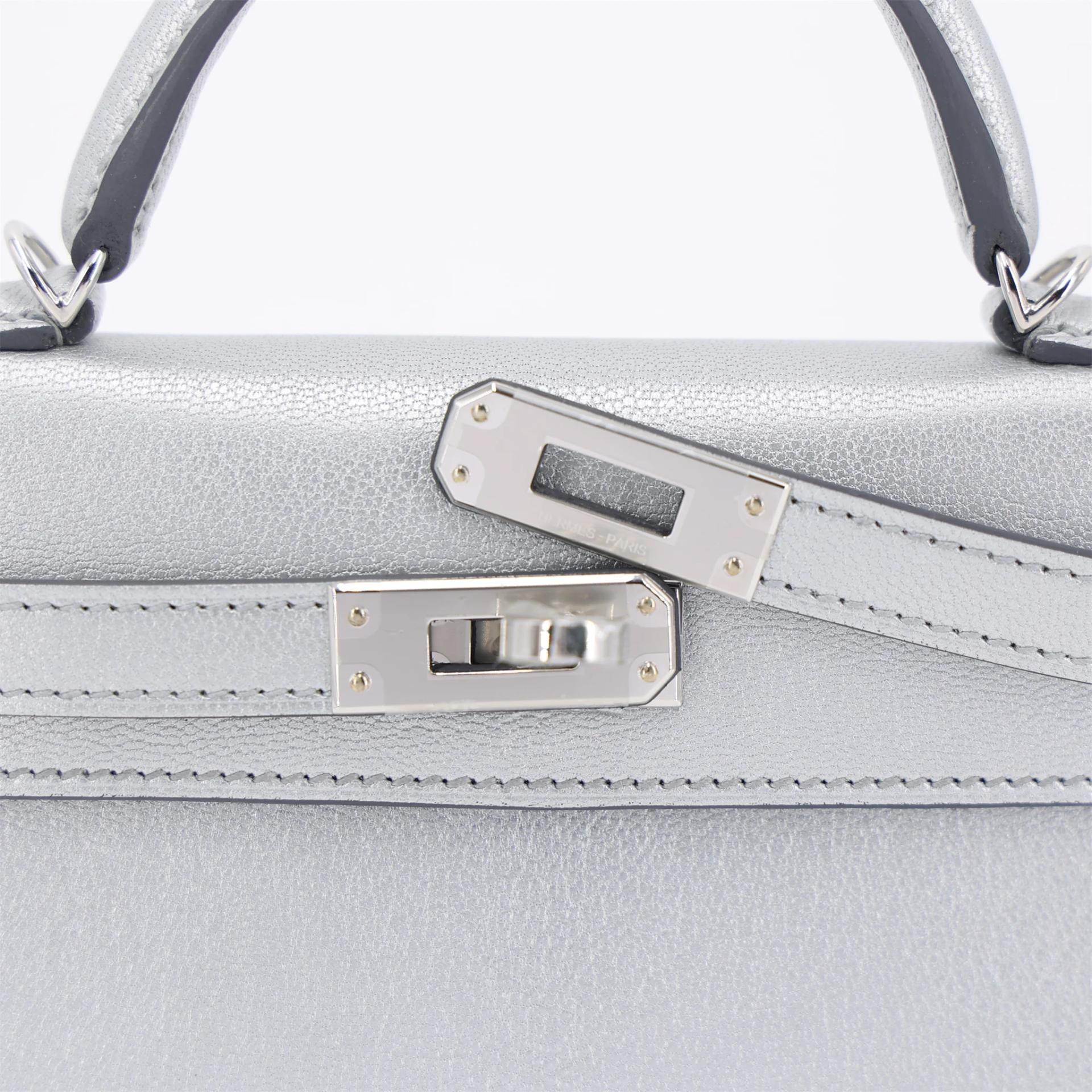 Brand New ( Rank N ) HERMÈS Limited Edition Mini Kelly II Argent (05) Chamkilight Palladium hardware K (2025) - 8