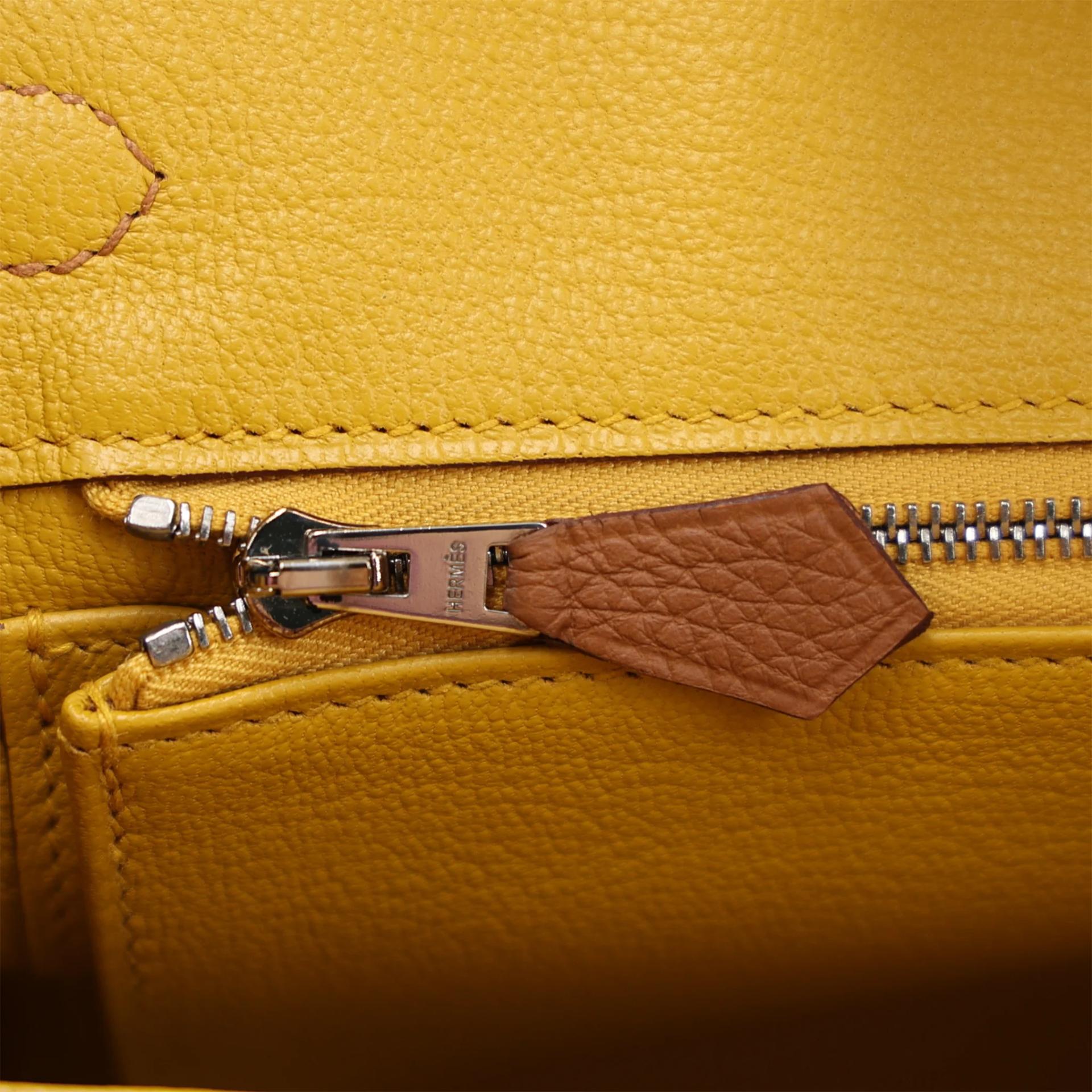 Unused ( Rank NS ) HERMÈS Limited Edition Birkin 25 Officer Gold (37) Togo Palladium hardware C (2018) - 14