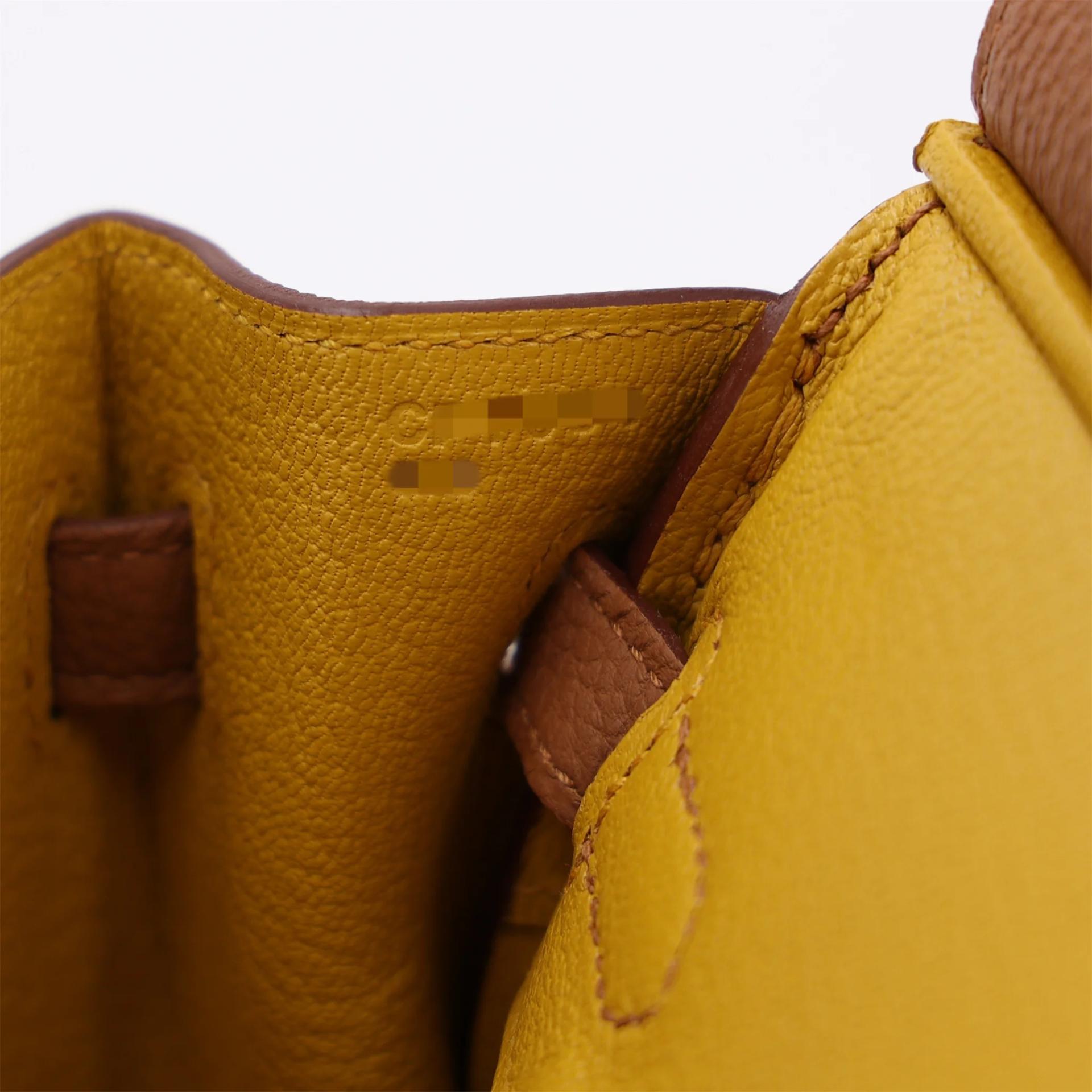 Unused ( Rank NS ) HERMÈS Limited Edition Birkin 25 Officer Gold (37) Togo Palladium hardware C (2018) - 16