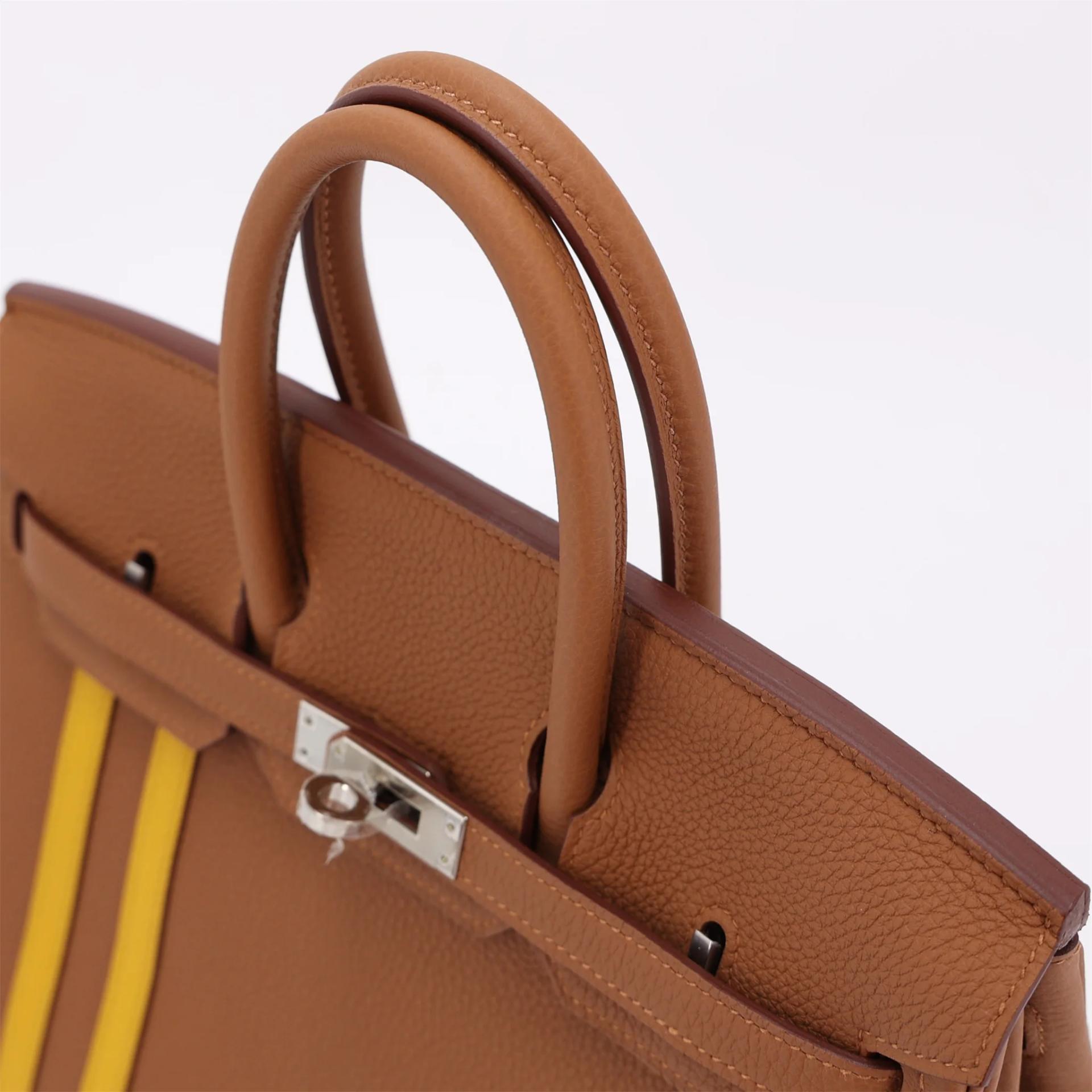 Unused ( Rank NS ) HERMÈS Limited Edition Birkin 25 Officer Gold (37) Togo Palladium hardware C (2018) - 3