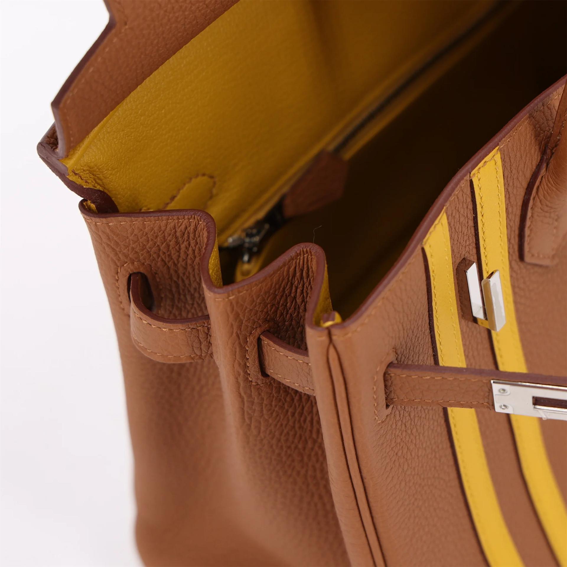 Unused ( Rank NS ) HERMÈS Limited Edition Birkin 25 Officer Gold (37) Togo Palladium hardware C (2018) - 12