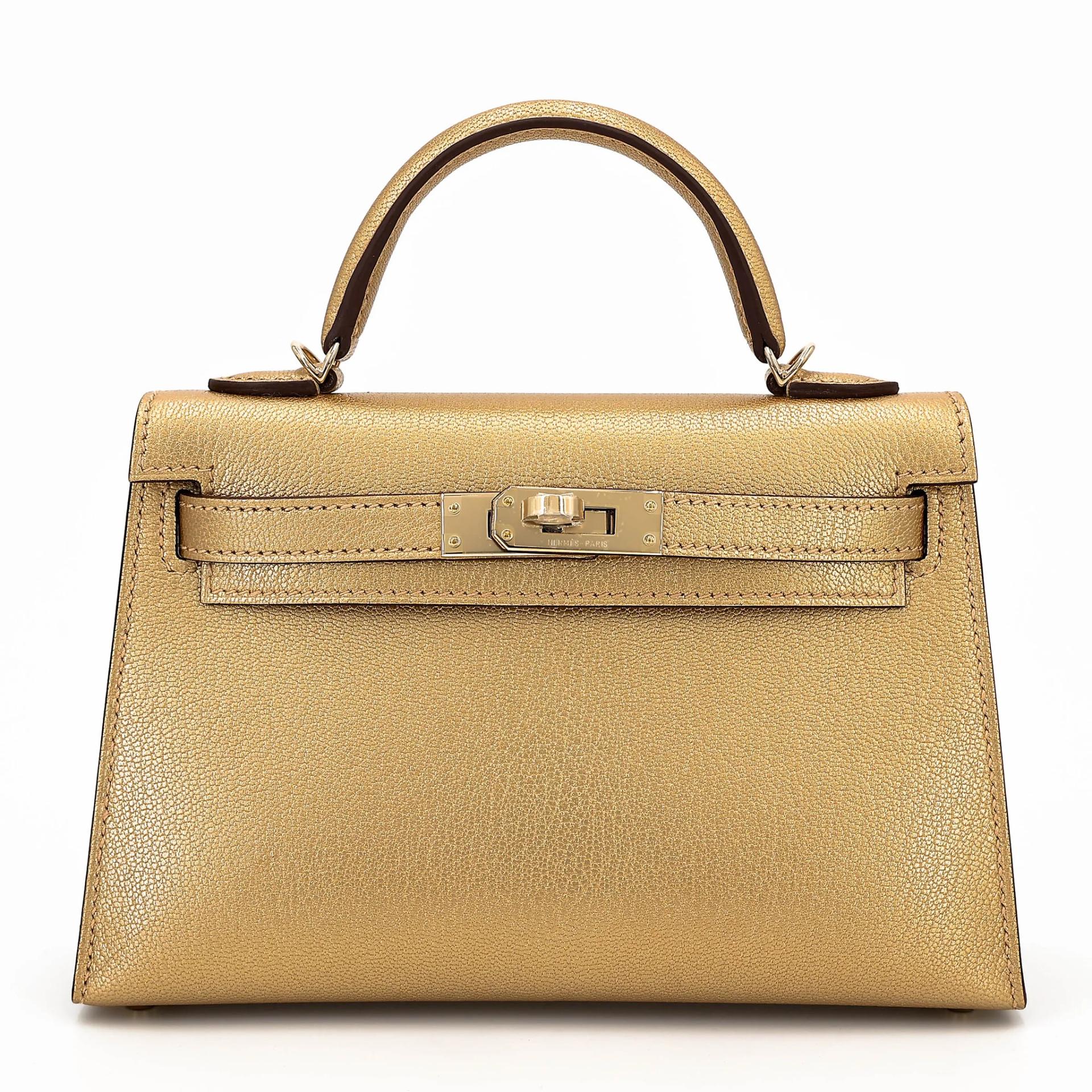 Brand New ( Rank N ) HERMÈS Mini Kelly II Dore (Y9) Chamkilight Permabrass hardware K (2025) - 1