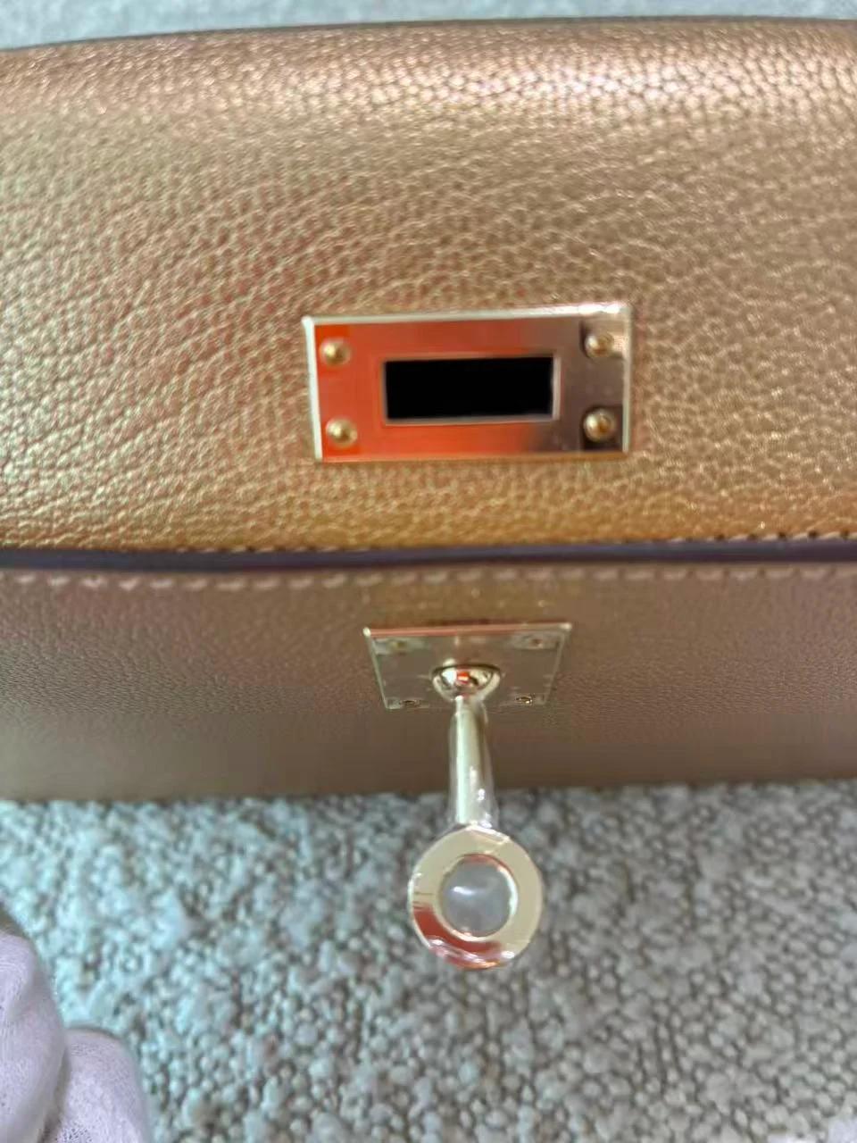 Brand New ( Rank N ) HERMÈS Mini Kelly II Dore (Y9) Chamkilight Permabrass hardware K (2025) - 15