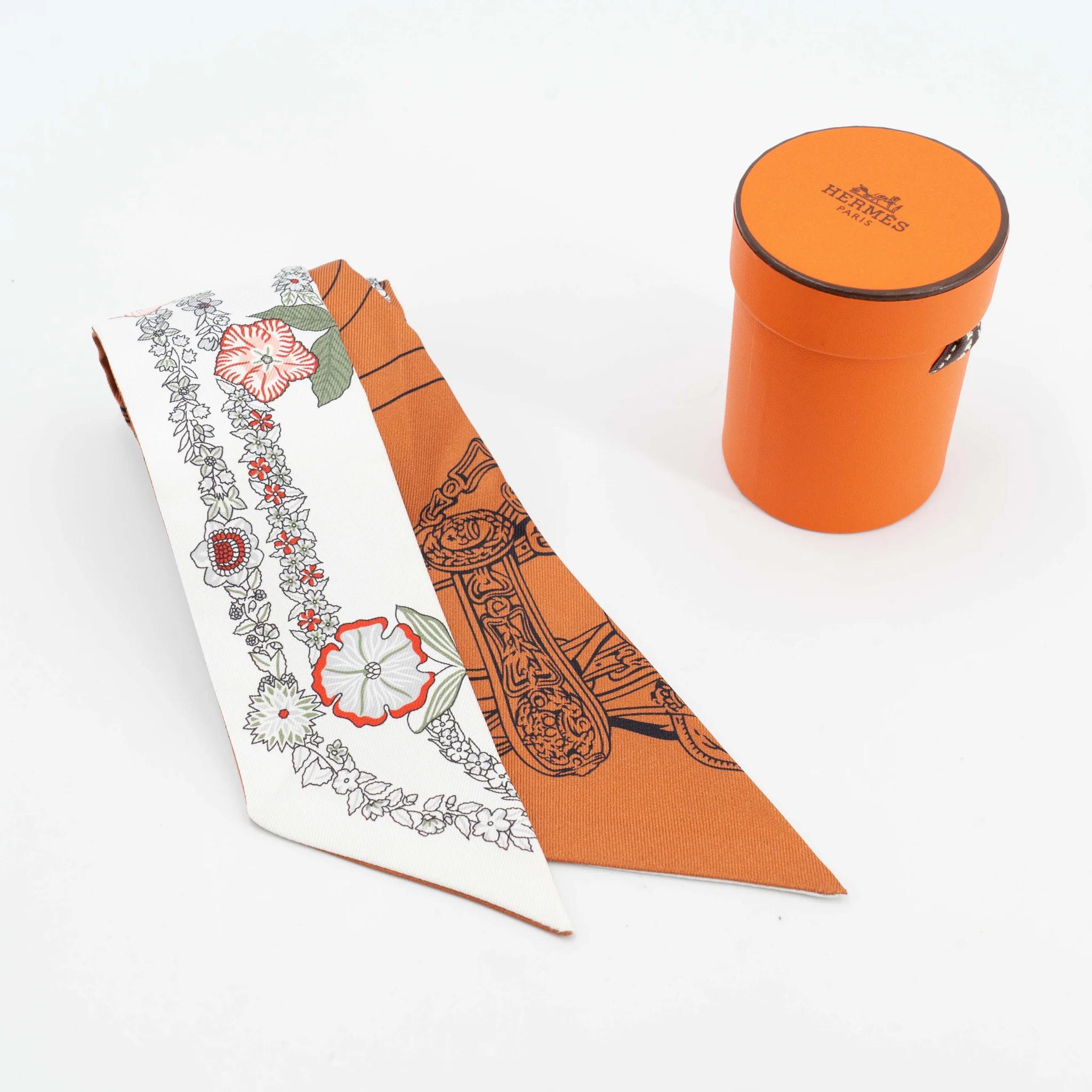 ランク N 新品 HERMÈS エルメス ツイリー ブリッド・ド・ガラ ホワイト ブラウン シルク - 3