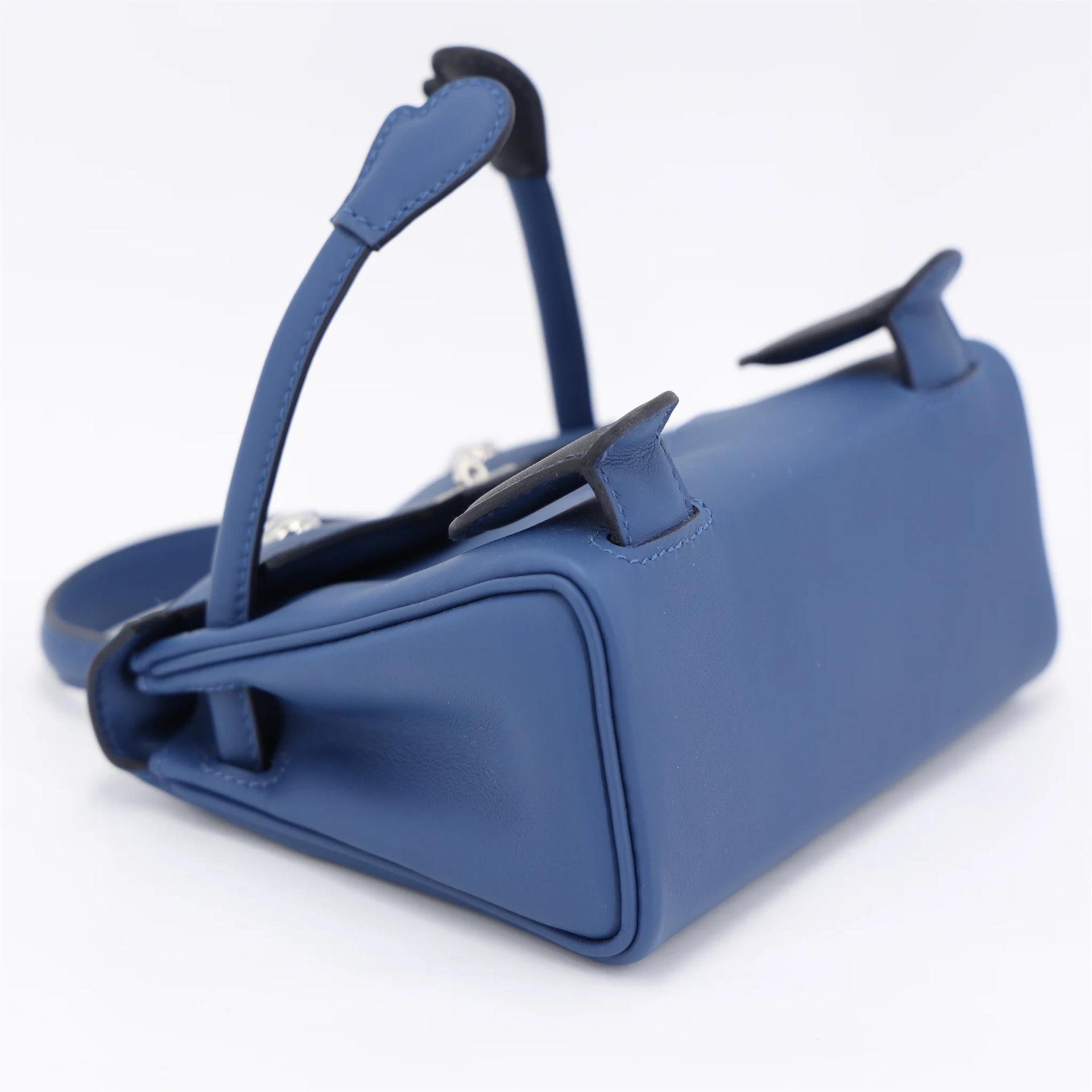全新 HERMÈS 愛馬仕 限量收藏款 Kelly Doll P5 扎染藍 Bleu Tie 3Y 水冰藍 Caban Swift牛皮 銀扣 K刻 2025年 - 4