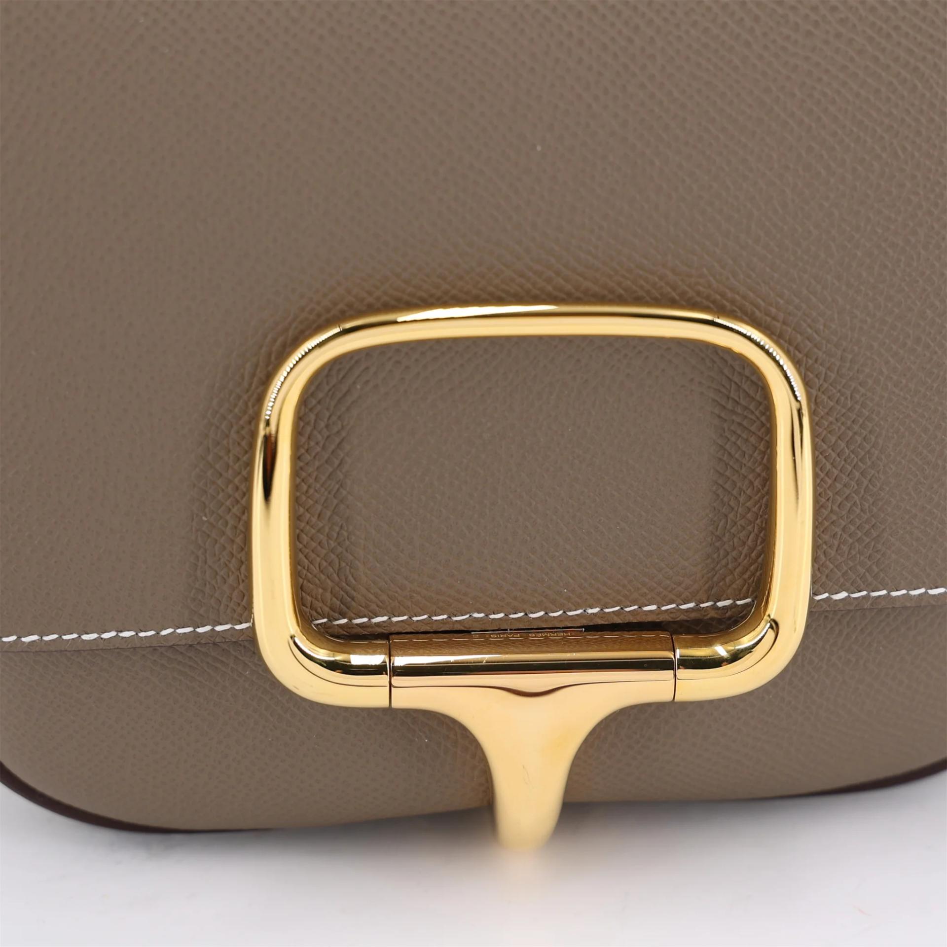 Excellent ( Rank SA ) HERMÈS Della Cavalleria mini Etoupe (18) Epsom Gold hardware W (2024) - 8