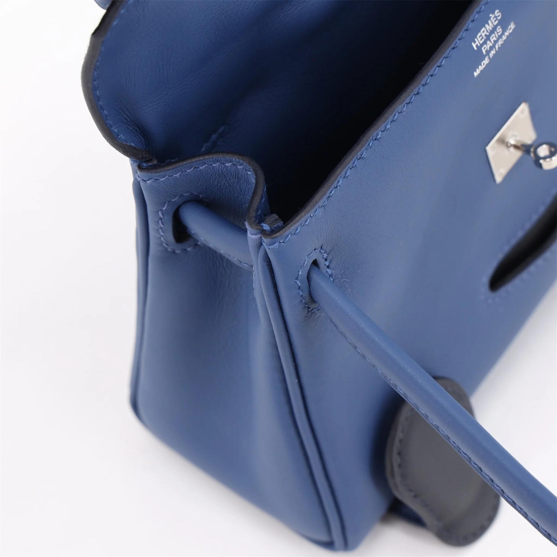 全新 HERMÈS 愛馬仕 限量收藏款 Kelly Doll P5 扎染藍 Bleu Tie 3Y 水冰藍 Caban Swift牛皮 銀扣 K刻 2025年 - 12