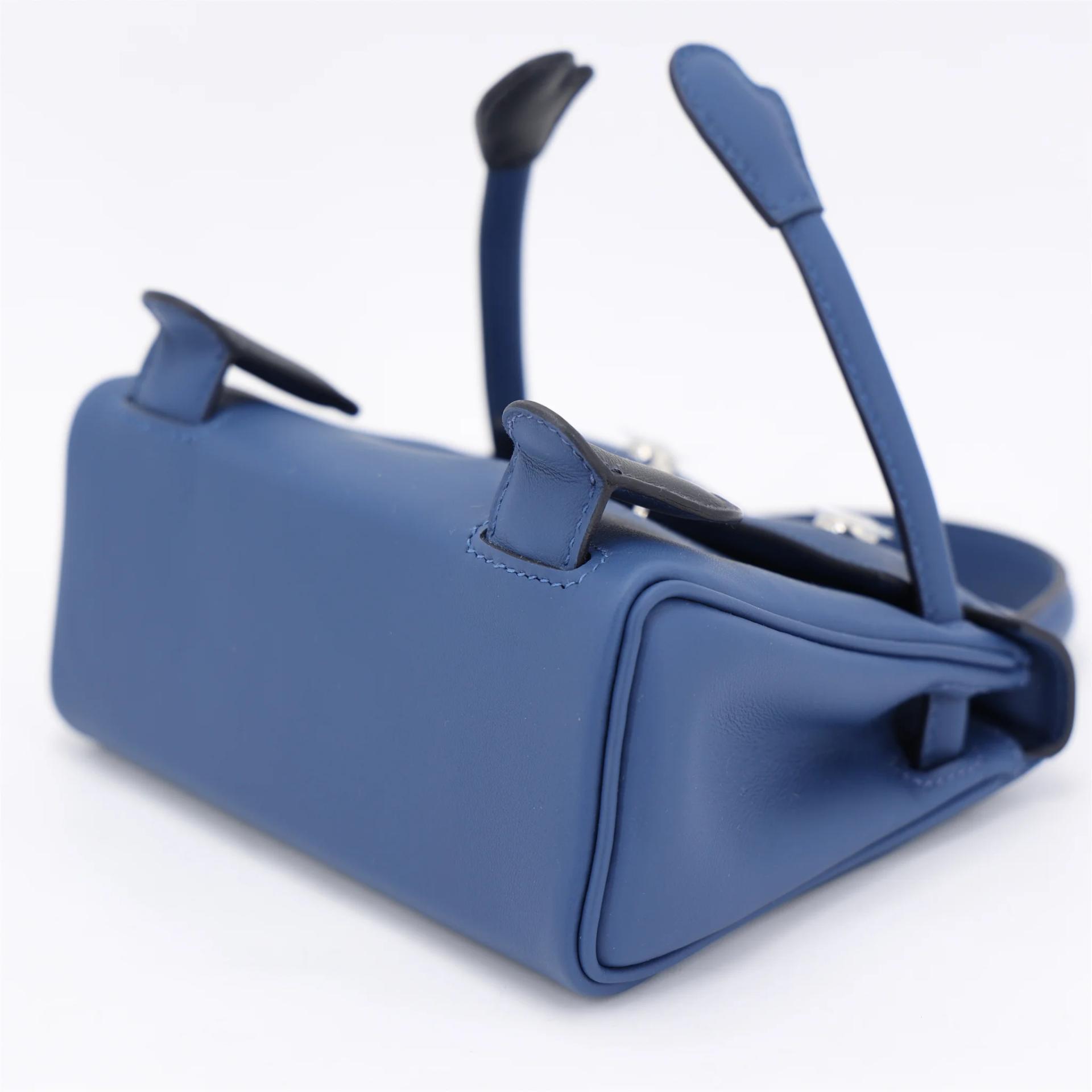 全新 HERMÈS 愛馬仕 限量收藏款 Kelly Doll P5 扎染藍 Bleu Tie 3Y 水冰藍 Caban Swift牛皮 銀扣 K刻 2025年 - 5