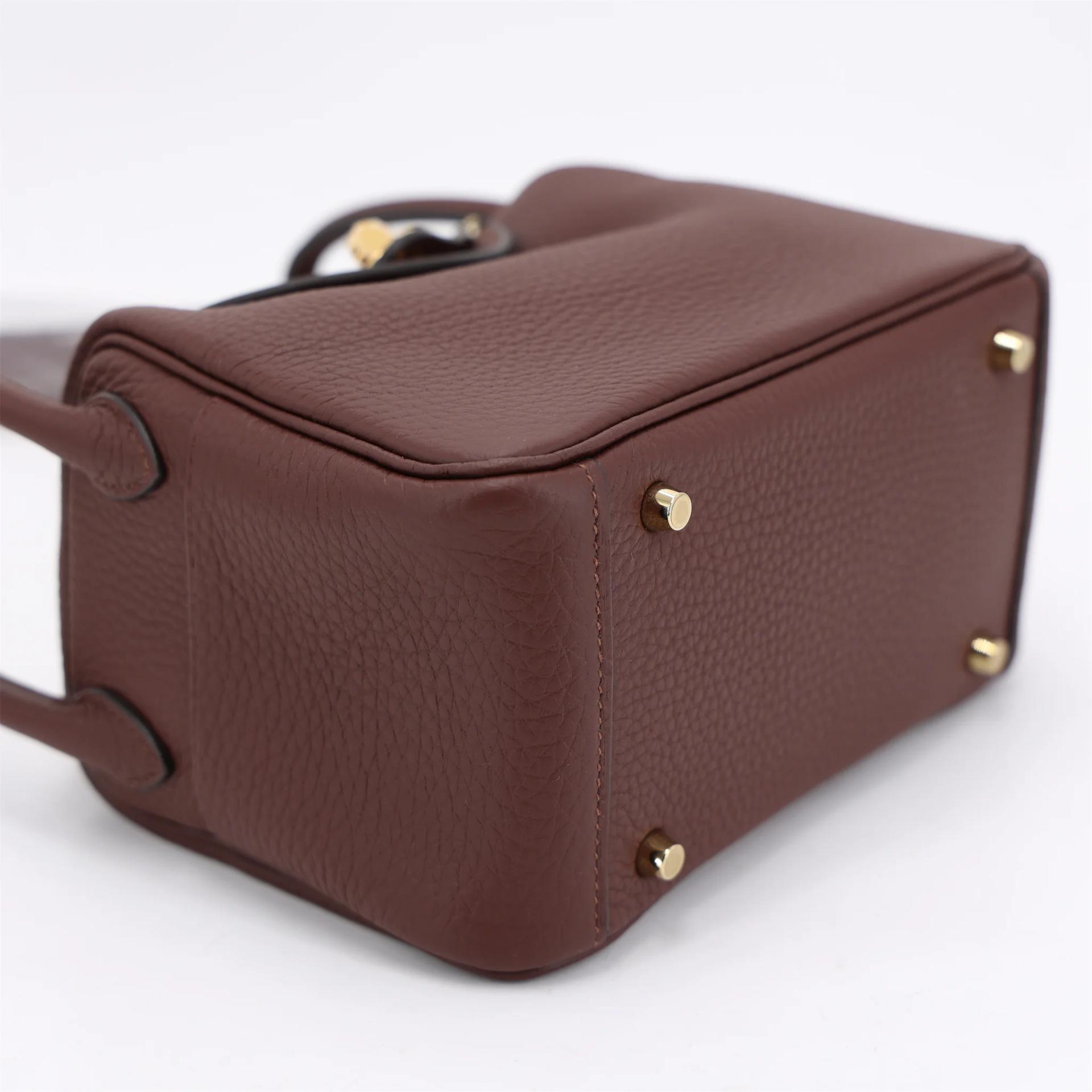 Brand New ( Rank N ) HERMÈS Mini Lindy II Terre (4D) Clemence Gold hardware G (2026) - 4