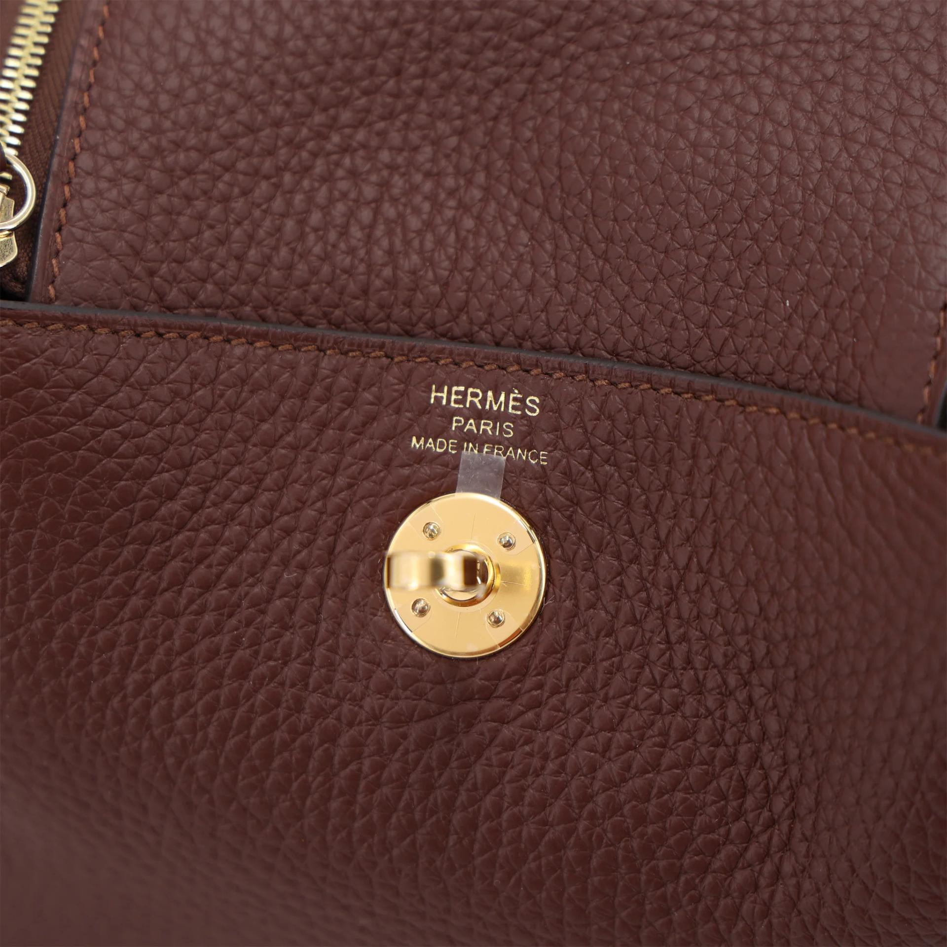 Brand New ( Rank N ) HERMÈS Mini Lindy II Terre (4D) Clemence Gold hardware G (2026) - 10