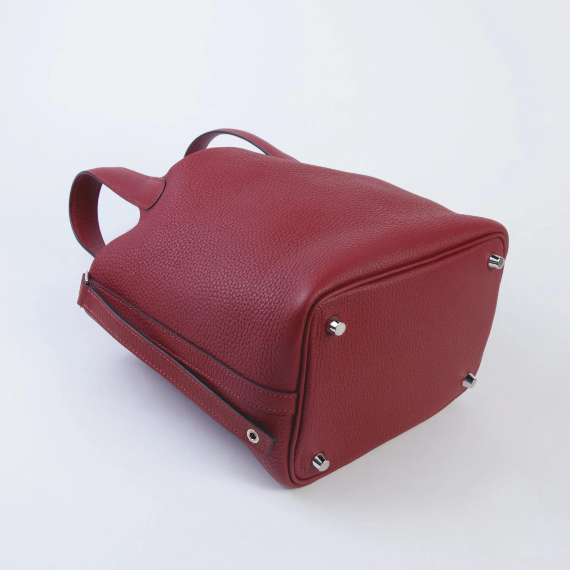 未使用保存品 HERMÈS 愛馬仕 Picotin 菜籃子 PM 18 55 愛馬仕紅 Rouge H Clemence小牛皮 銀扣 W刻 2024年 - 8