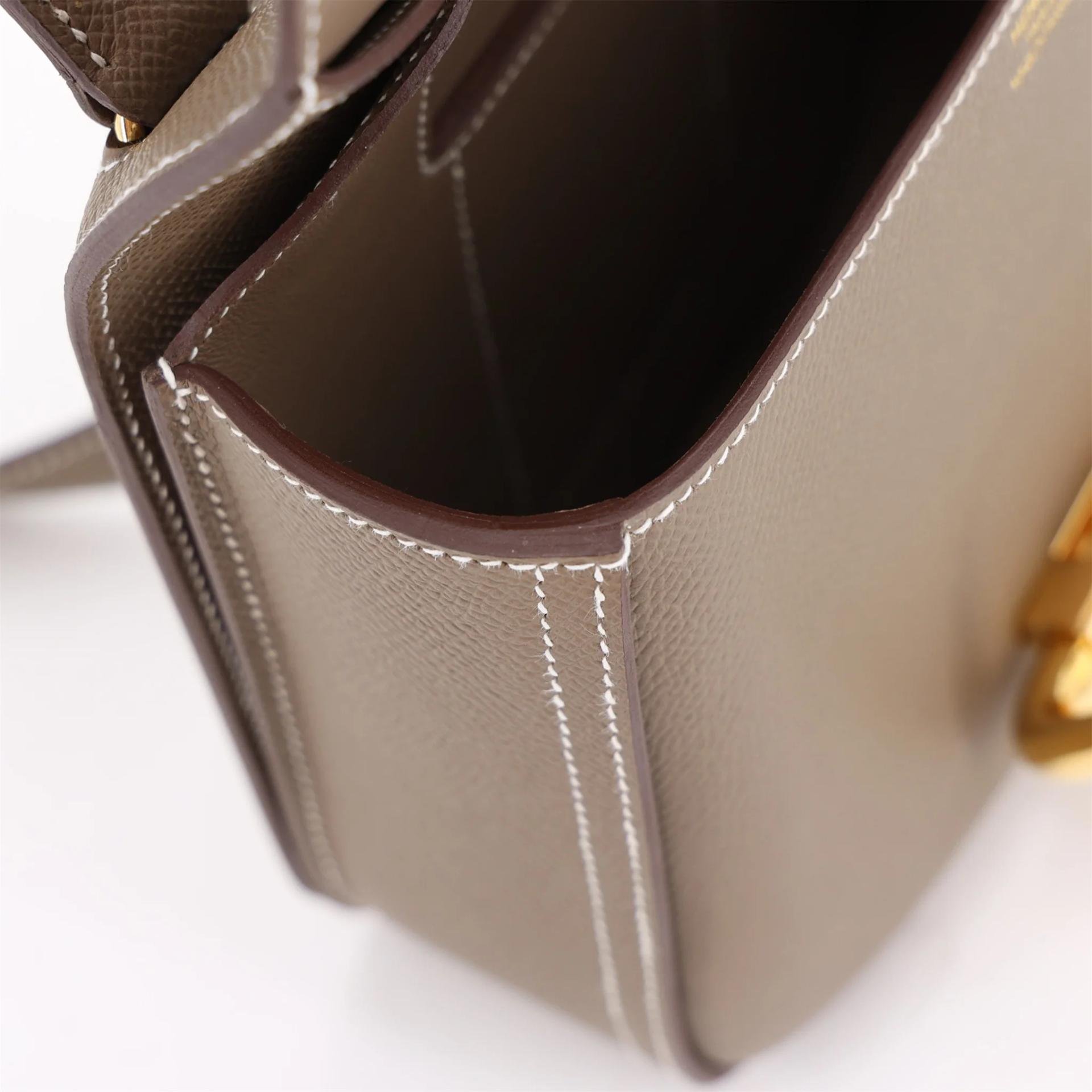 Excellent ( Rank SA ) HERMÈS Della Cavalleria mini Etoupe (18) Epsom Gold hardware W (2024) - 12