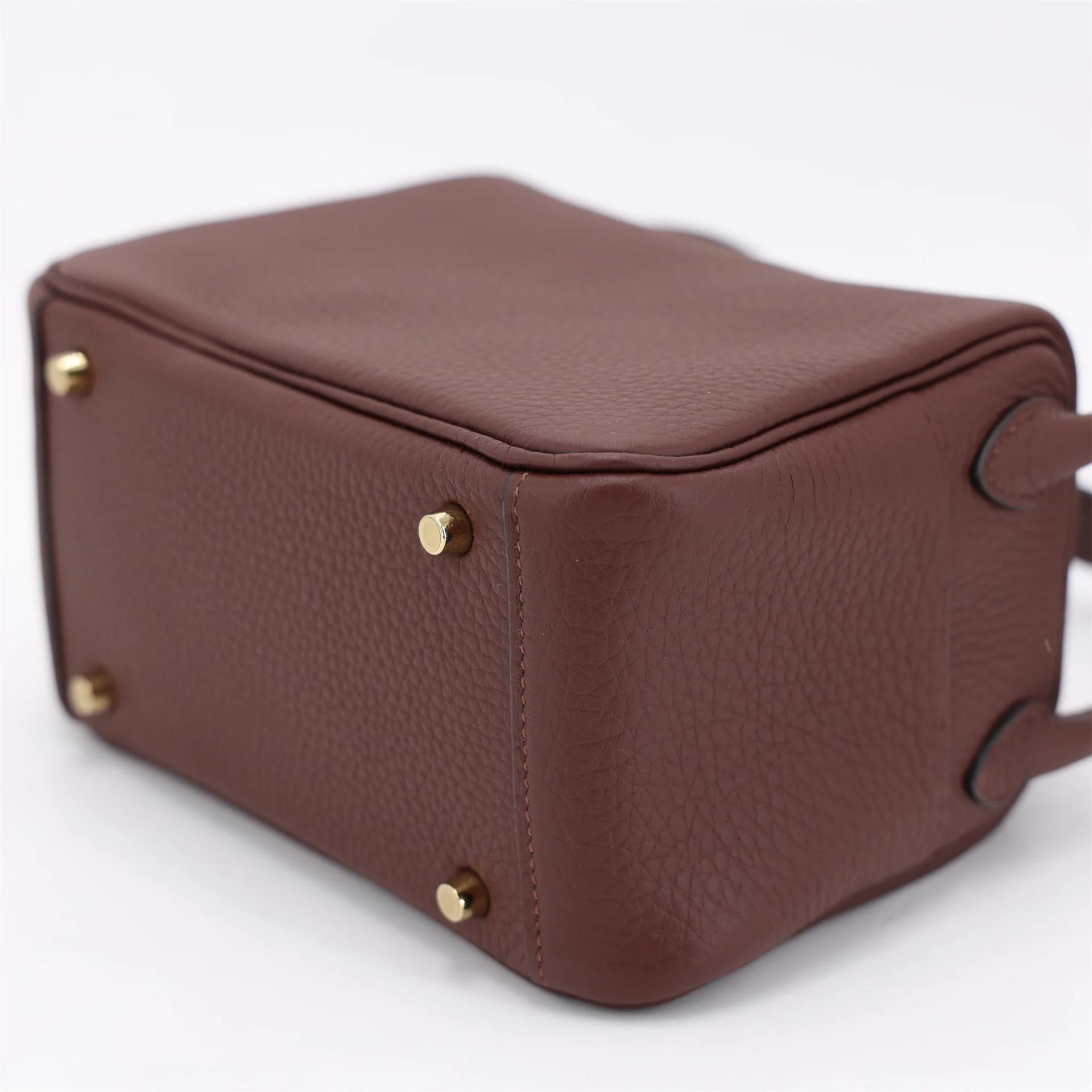 Brand New ( Rank N ) HERMÈS Mini Lindy II Terre (4D) Clemence Gold hardware G (2026) - 7