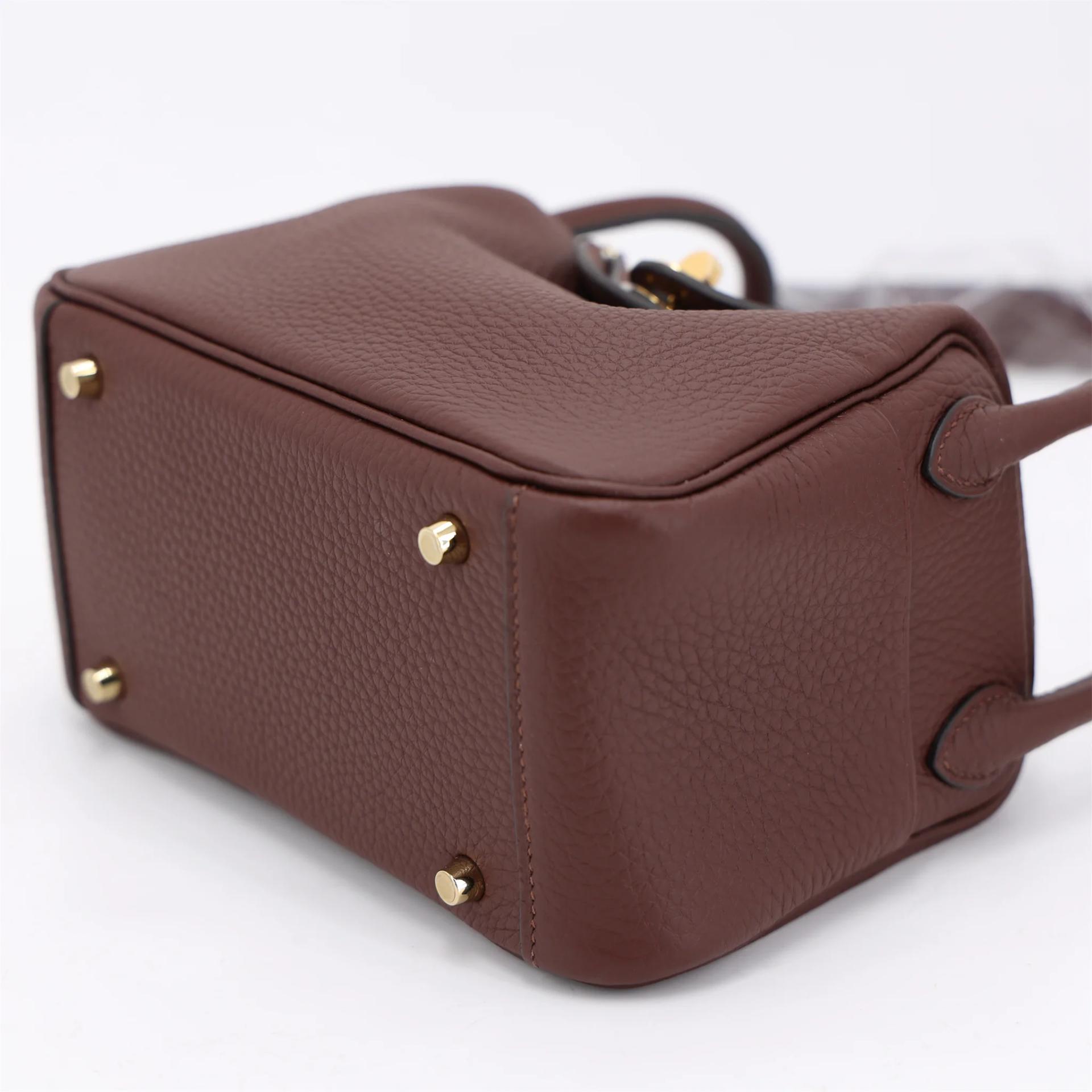 Brand New ( Rank N ) HERMÈS Mini Lindy II Terre (4D) Clemence Gold hardware G (2026) - 5