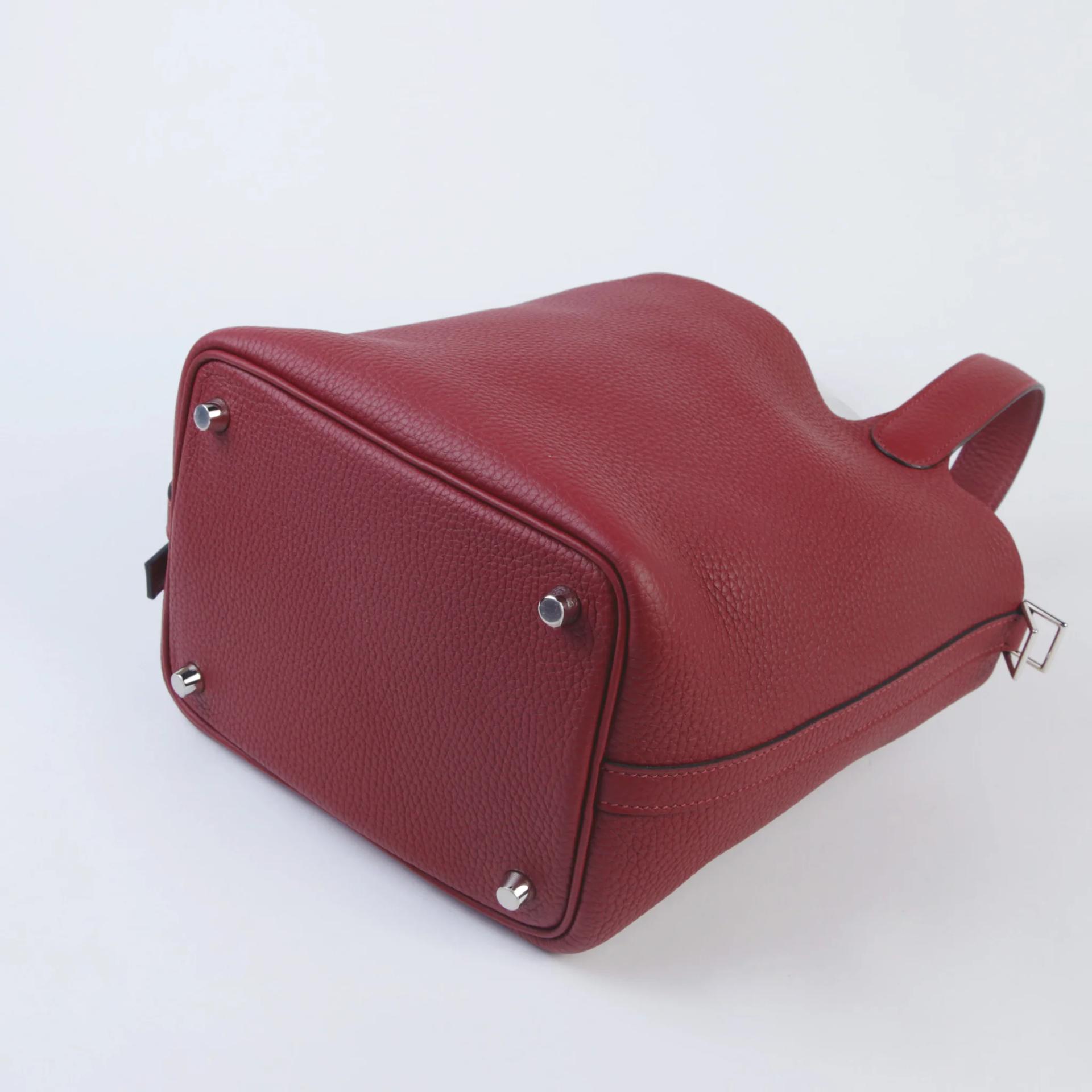 未使用保存品 HERMÈS 愛馬仕 Picotin 菜籃子 PM 18 55 愛馬仕紅 Rouge H Clemence小牛皮 銀扣 W刻 2024年 - 9