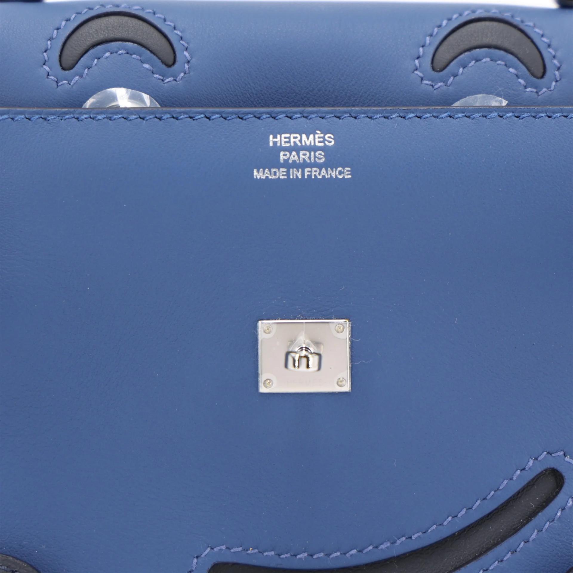 全新 HERMÈS 愛馬仕 限量收藏款 Kelly Doll P5 扎染藍 Bleu Tie 3Y 水冰藍 Caban Swift牛皮 銀扣 K刻 2025年 - 10