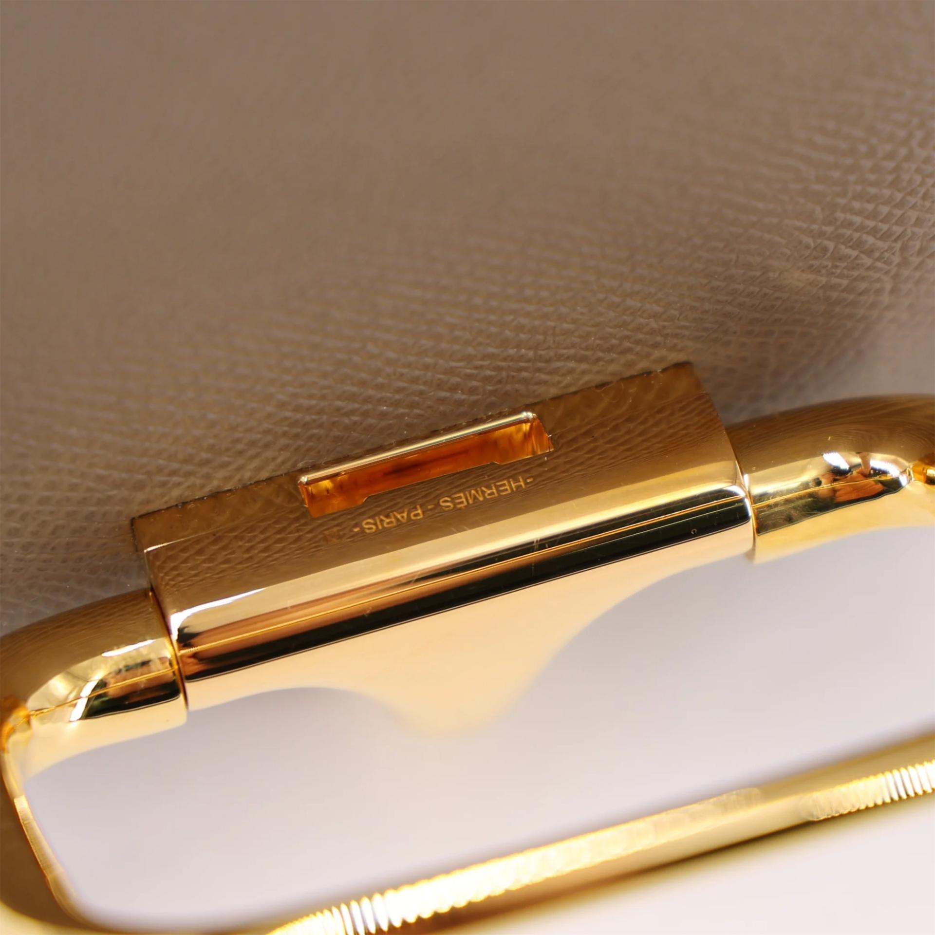 Excellent ( Rank SA ) HERMÈS Della Cavalleria mini Etoupe (18) Epsom Gold hardware W (2024) - 9