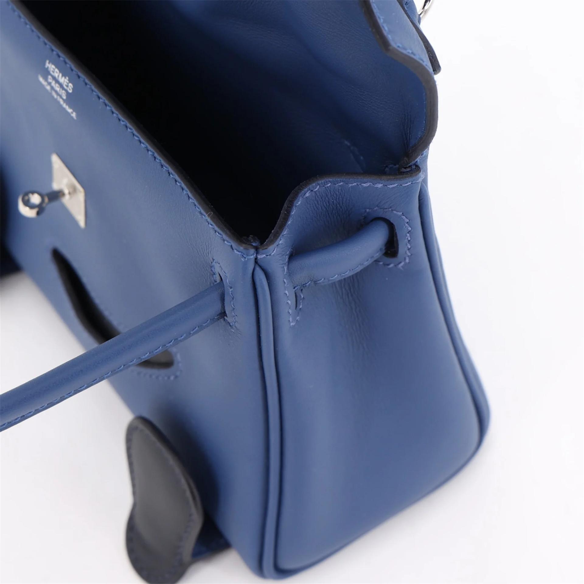全新 HERMÈS 愛馬仕 限量收藏款 Kelly Doll P5 扎染藍 Bleu Tie 3Y 水冰藍 Caban Swift牛皮 銀扣 K刻 2025年 - 13