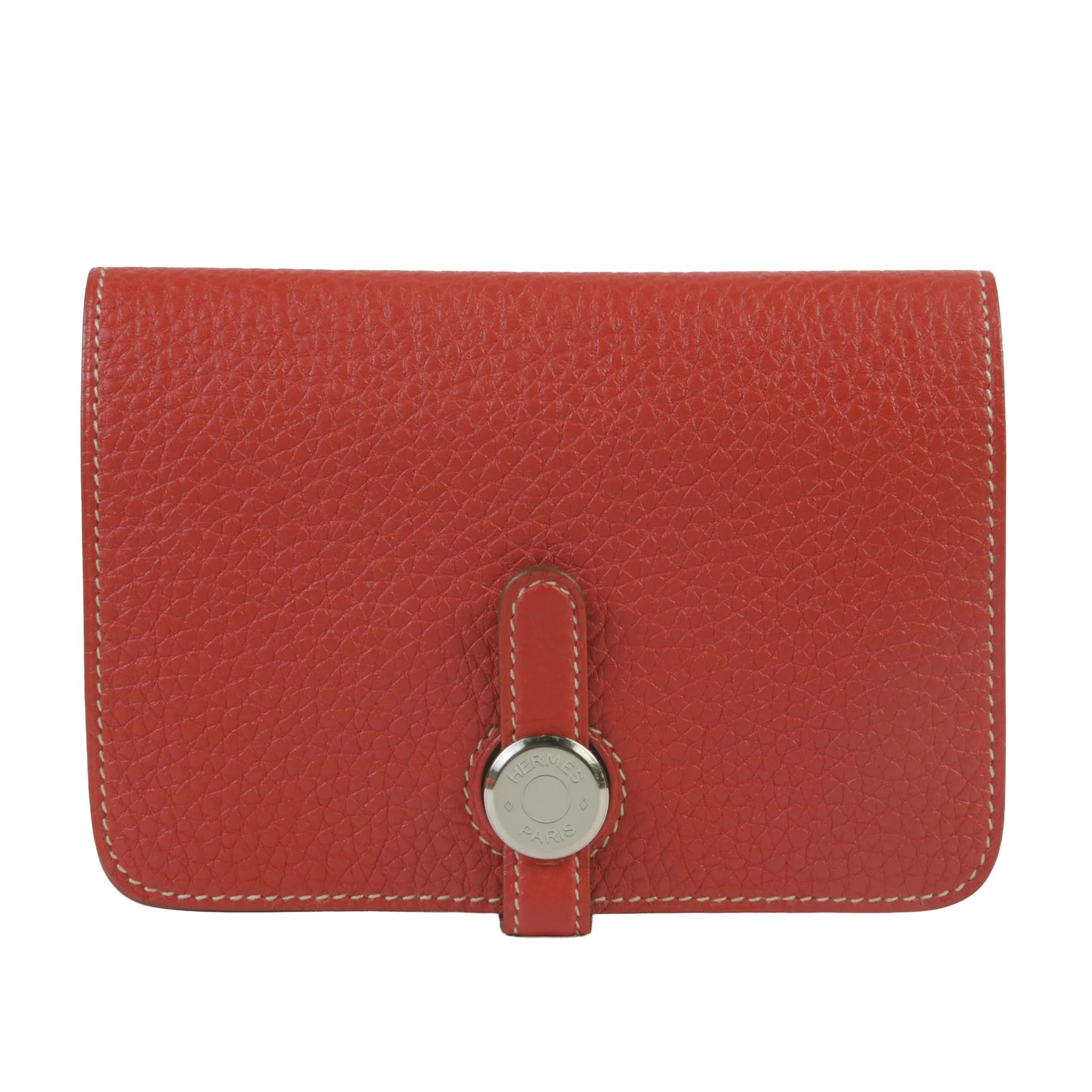 Very Good ( Rank A) HERMÈS Dogon Compact Brique (36) Togo Palladium hardware Square Q (2013) - 1