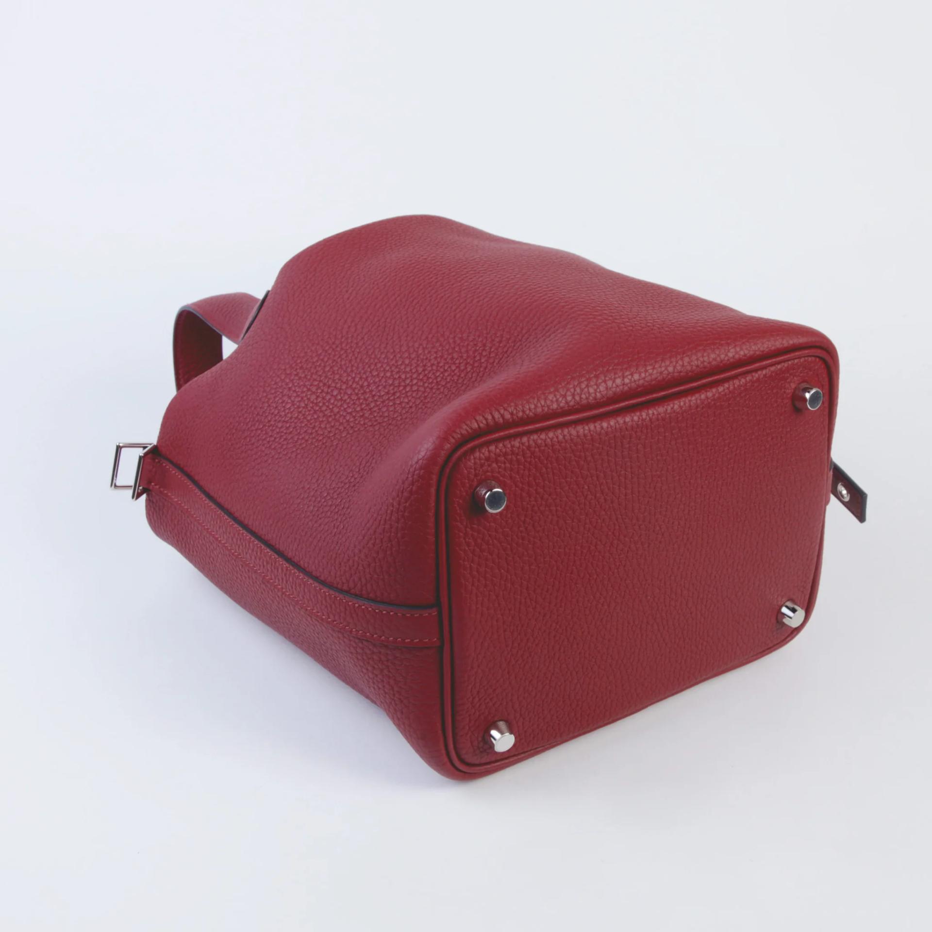 未使用保存品 HERMÈS 愛馬仕 Picotin 菜籃子 PM 18 55 愛馬仕紅 Rouge H Clemence小牛皮 銀扣 W刻 2024年 - 6