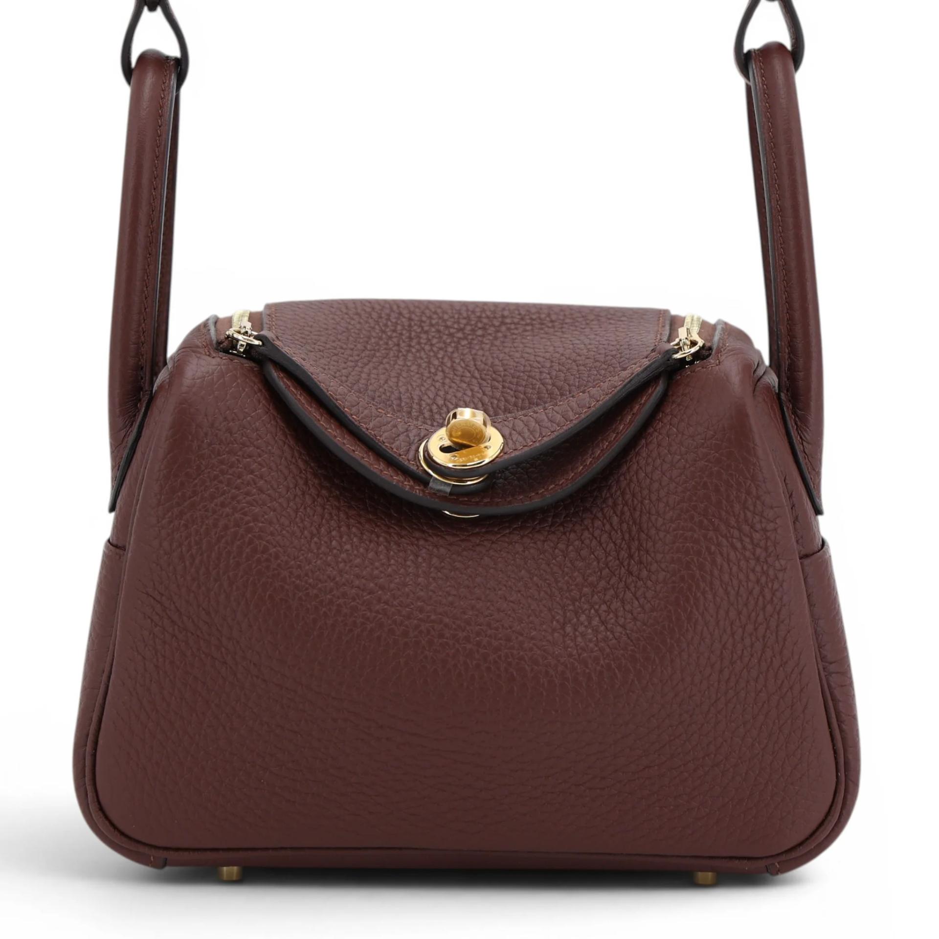 Brand New ( Rank N ) HERMÈS Mini Lindy II Terre (4D) Clemence Gold hardware G (2026) - 1