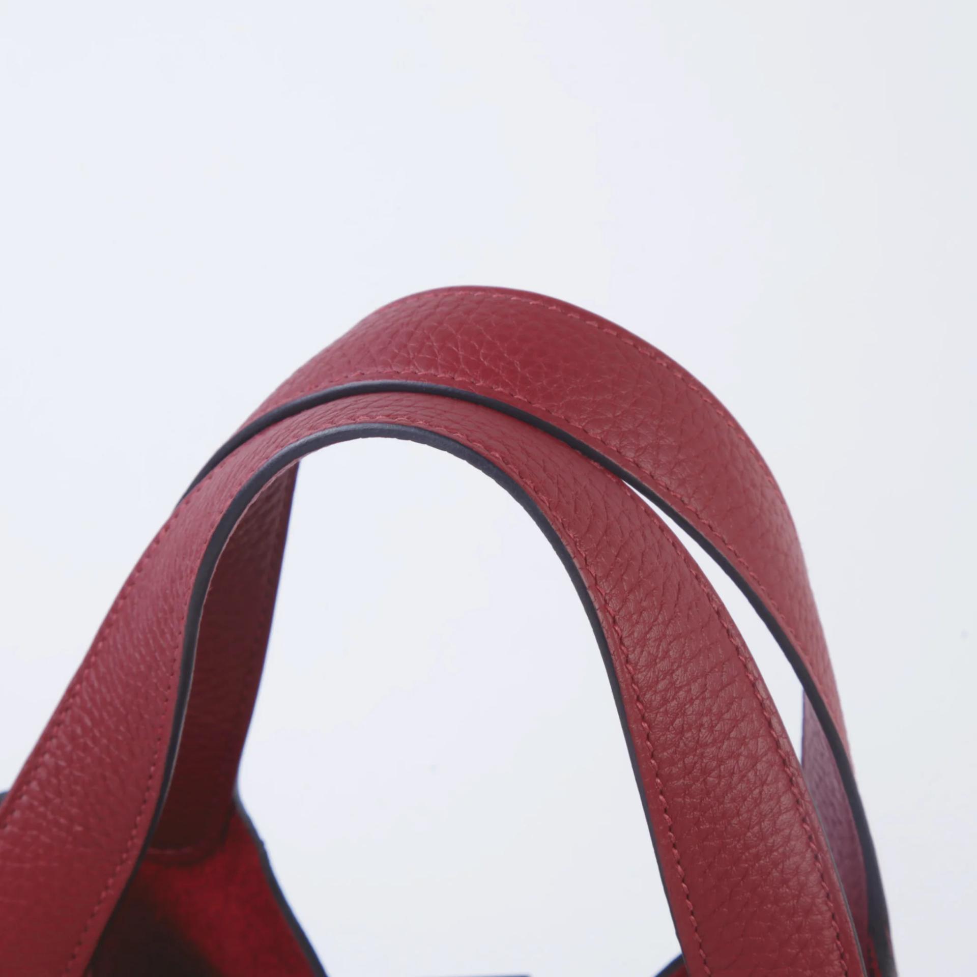 未使用保存品 HERMÈS 愛馬仕 Picotin 菜籃子 PM 18 55 愛馬仕紅 Rouge H Clemence小牛皮 銀扣 W刻 2024年 - 3