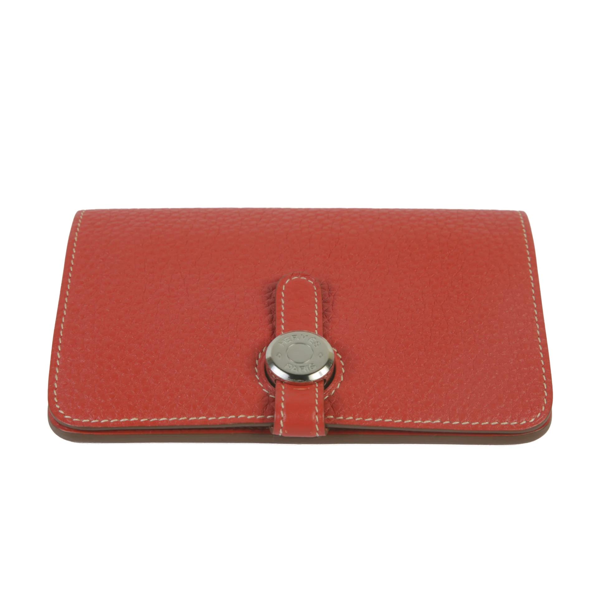 Very Good ( Rank A) HERMÈS Dogon Compact Brique (36) Togo Palladium hardware Square Q (2013) - 3