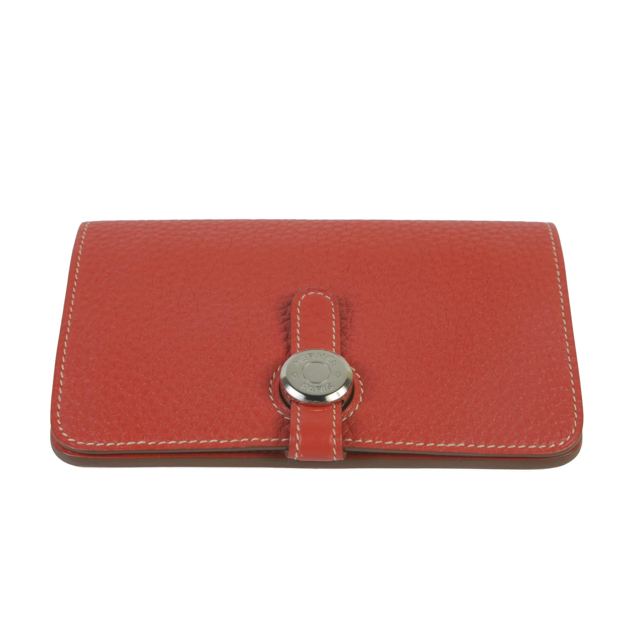 Very Good ( Rank A) HERMÈS Dogon Compact Brique (36) Togo Palladium hardware Square Q (2013) - 3