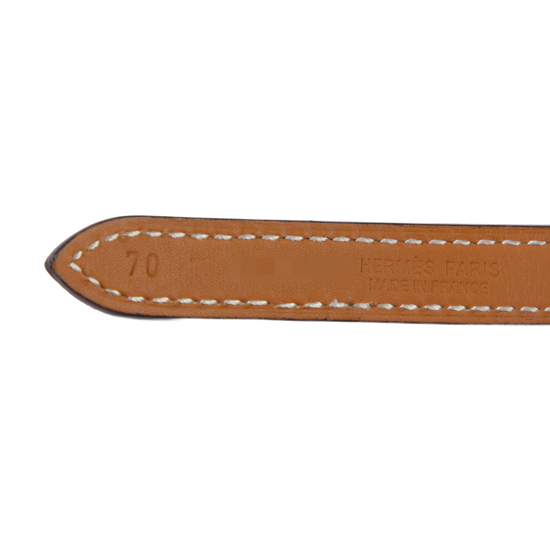 Very Good ( Rank A) HERMÈS Focus Belt Fauve (34) Barenia Palladium hardware T (2015) - 4