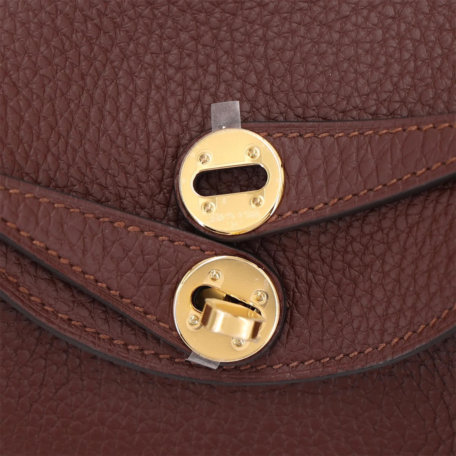 Brand New ( Rank N ) HERMÈS Mini Lindy II Terre (4D) Clemence Gold hardware G (2026) - 8
