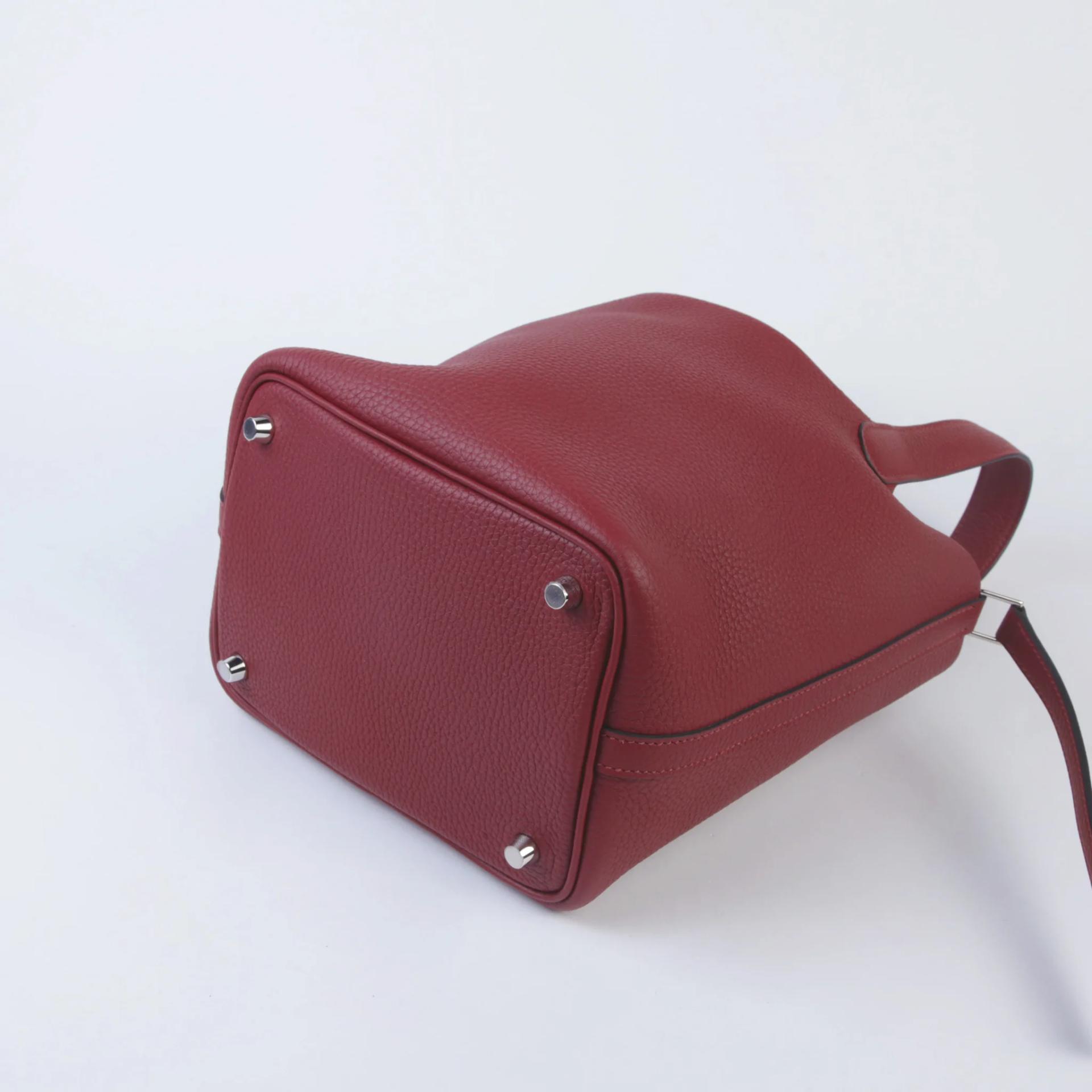 未使用保存品 HERMÈS 愛馬仕 Picotin 菜籃子 PM 18 55 愛馬仕紅 Rouge H Clemence小牛皮 銀扣 W刻 2024年 - 7