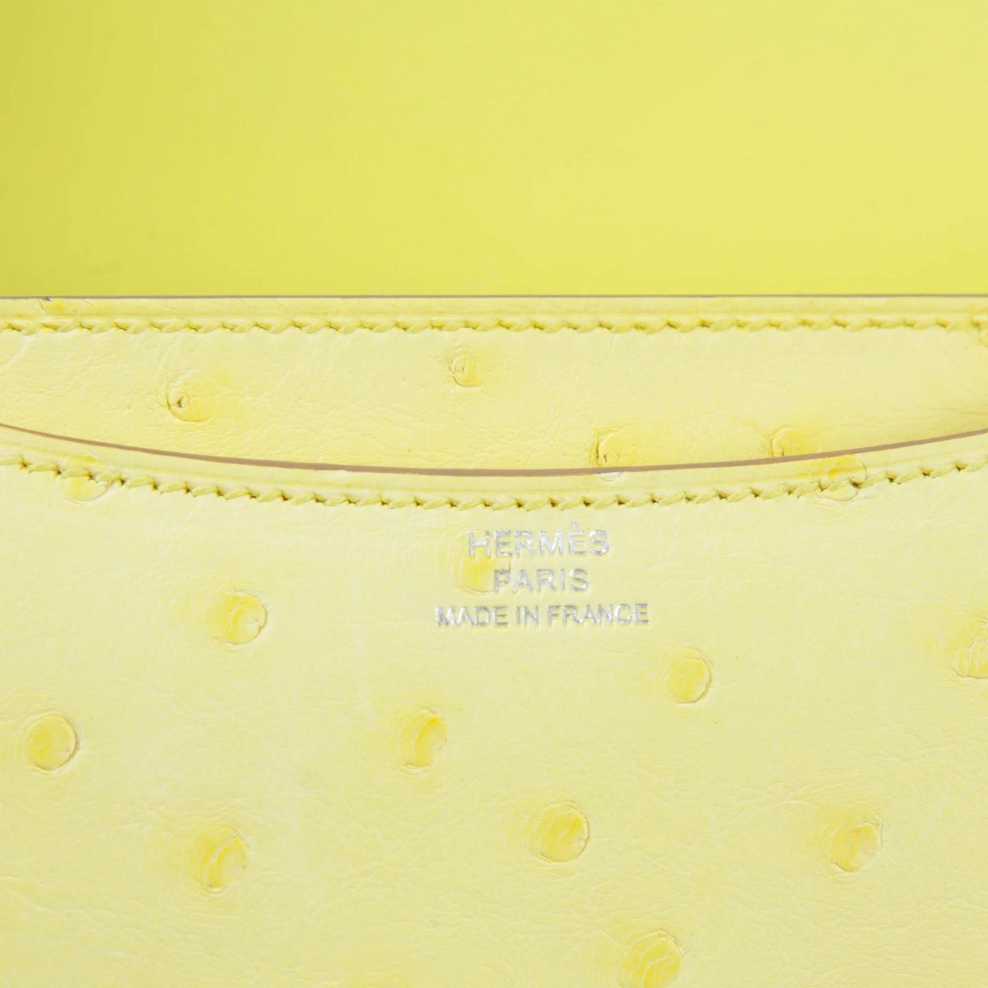 ランク A HERMÈS エルメス コンスタンス3 ミニ リモンチェッロ  (0Y) オーストリッチ シルバー金具 B刻印 (2023) - 10