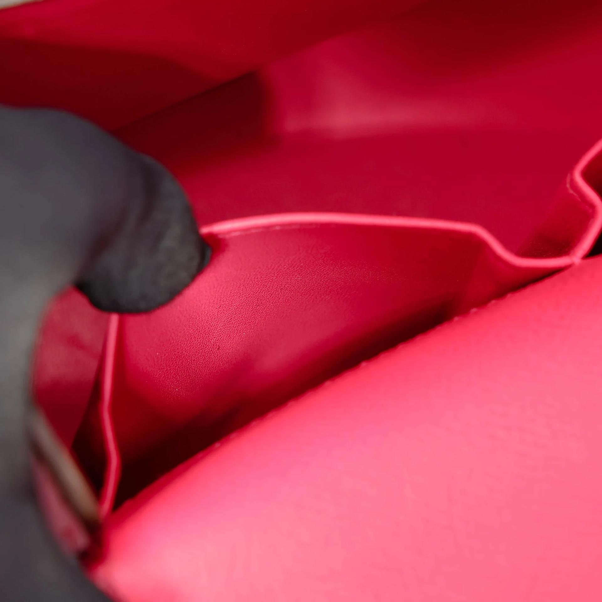 Very Good ( Rank A) HERMÈS Cinhetic Box Bag Rose Extreme (I6) Epsom Palladium hardware D (2019) - 23