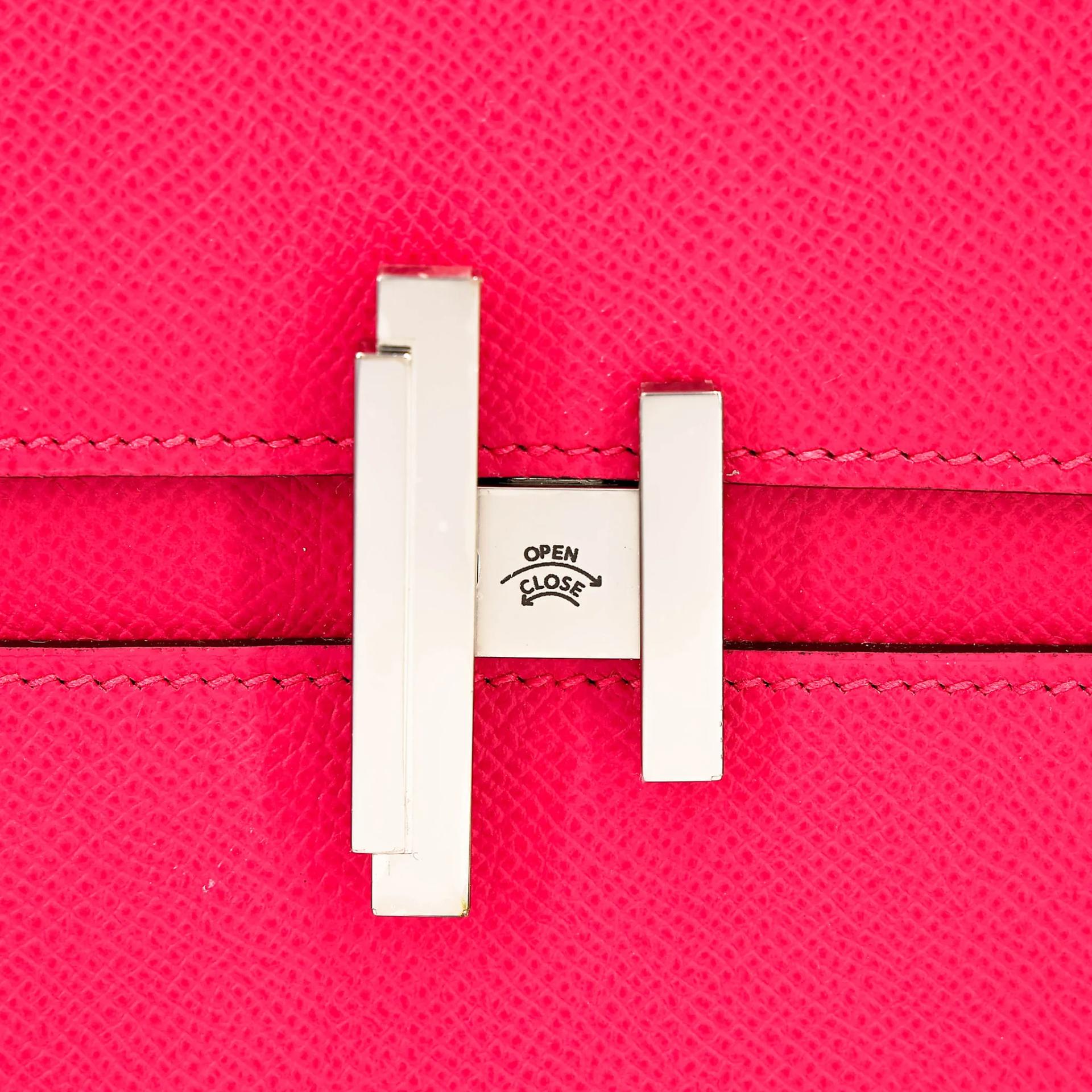 Very Good ( Rank A) HERMÈS Cinhetic Box Bag Rose Extreme (I6) Epsom Palladium hardware D (2019) - 17