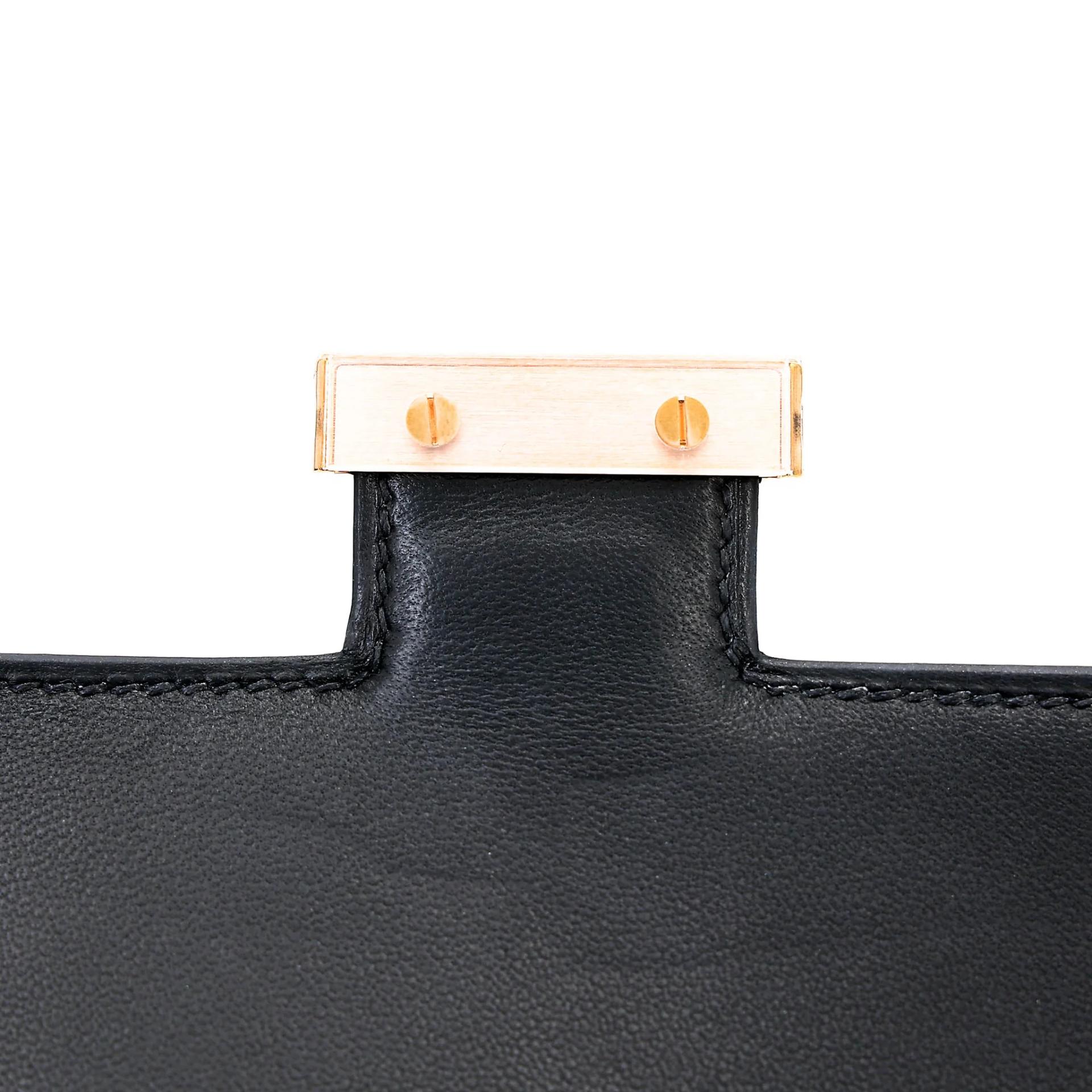 ランク A HERMÈS エルメス コンスタンス3 ミニ ブラック (89) クロコダイル アリゲーター マット ピンクゴールド金具 U刻印 (2022) - 10