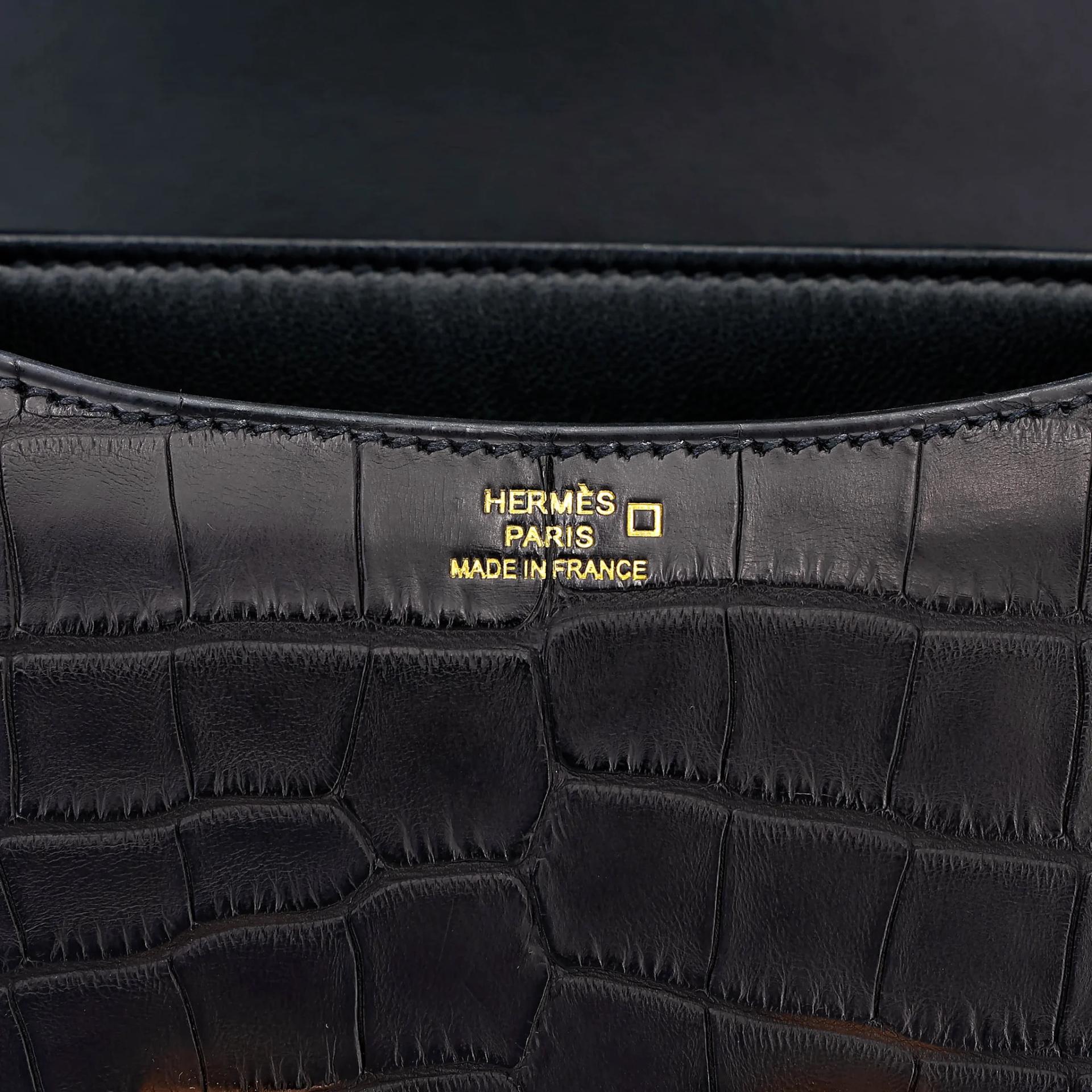 ランク A HERMÈS エルメス コンスタンス3 ミニ ブラック (89) クロコダイル アリゲーター マット ピンクゴールド金具 U刻印 (2022) - 15