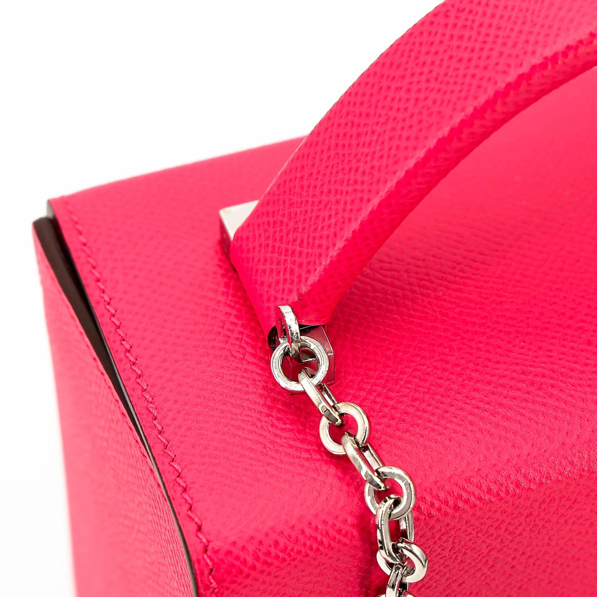 Very Good ( Rank A) HERMÈS Cinhetic Box Bag Rose Extreme (I6) Epsom Palladium hardware D (2019) - 15