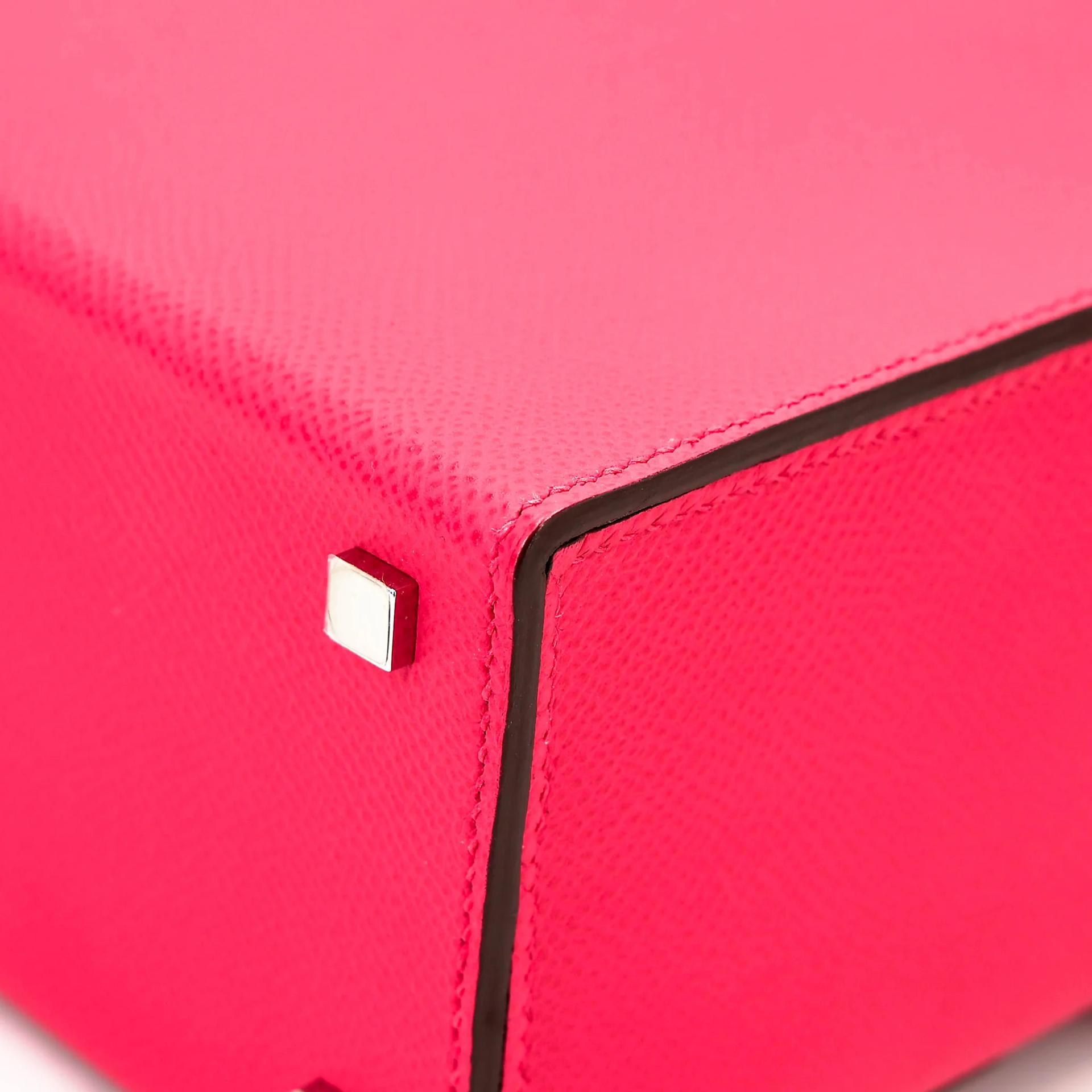 Very Good ( Rank A) HERMÈS Cinhetic Box Bag Rose Extreme (I6) Epsom Palladium hardware D (2019) - 11
