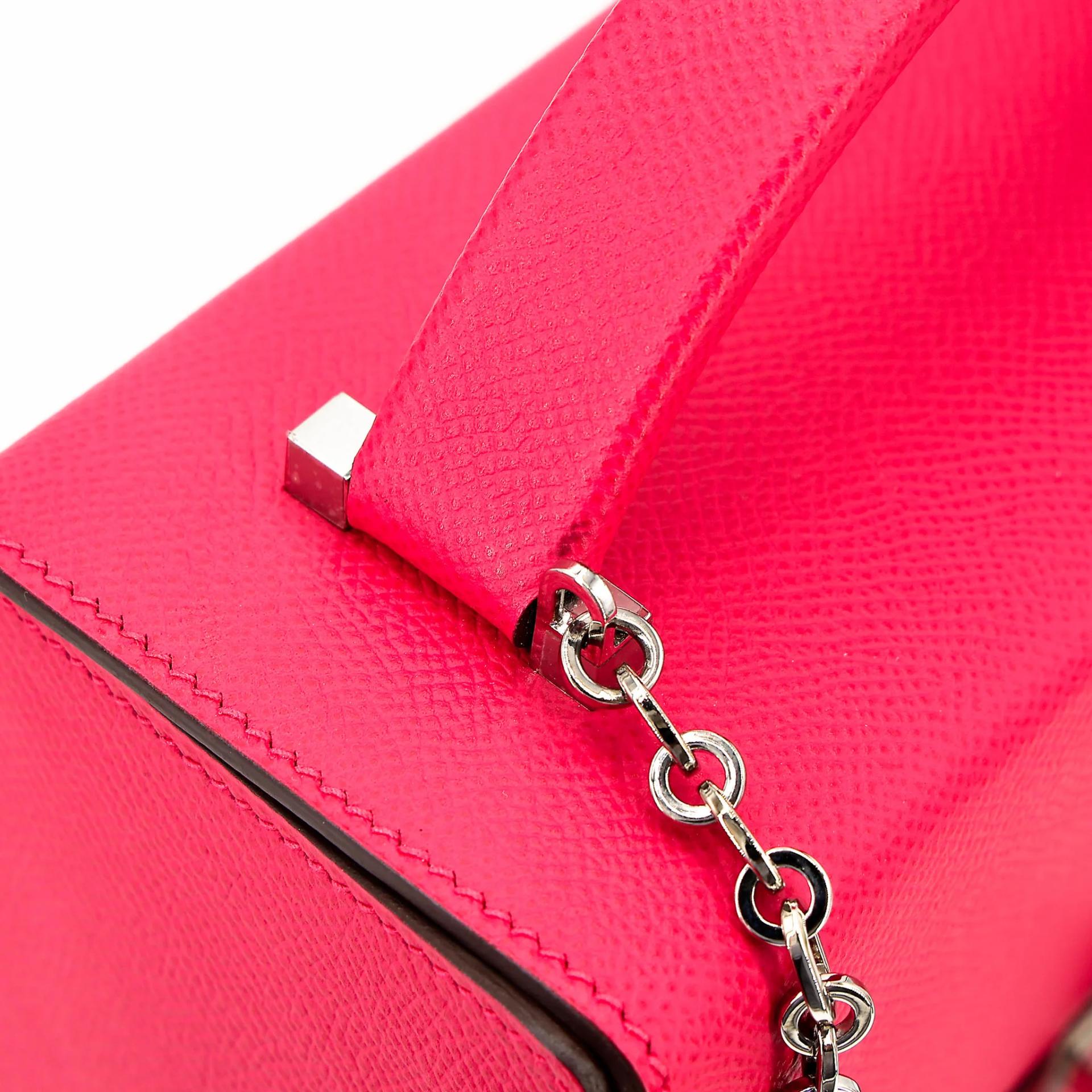 Very Good ( Rank A) HERMÈS Cinhetic Box Bag Rose Extreme (I6) Epsom Palladium hardware D (2019) - 14