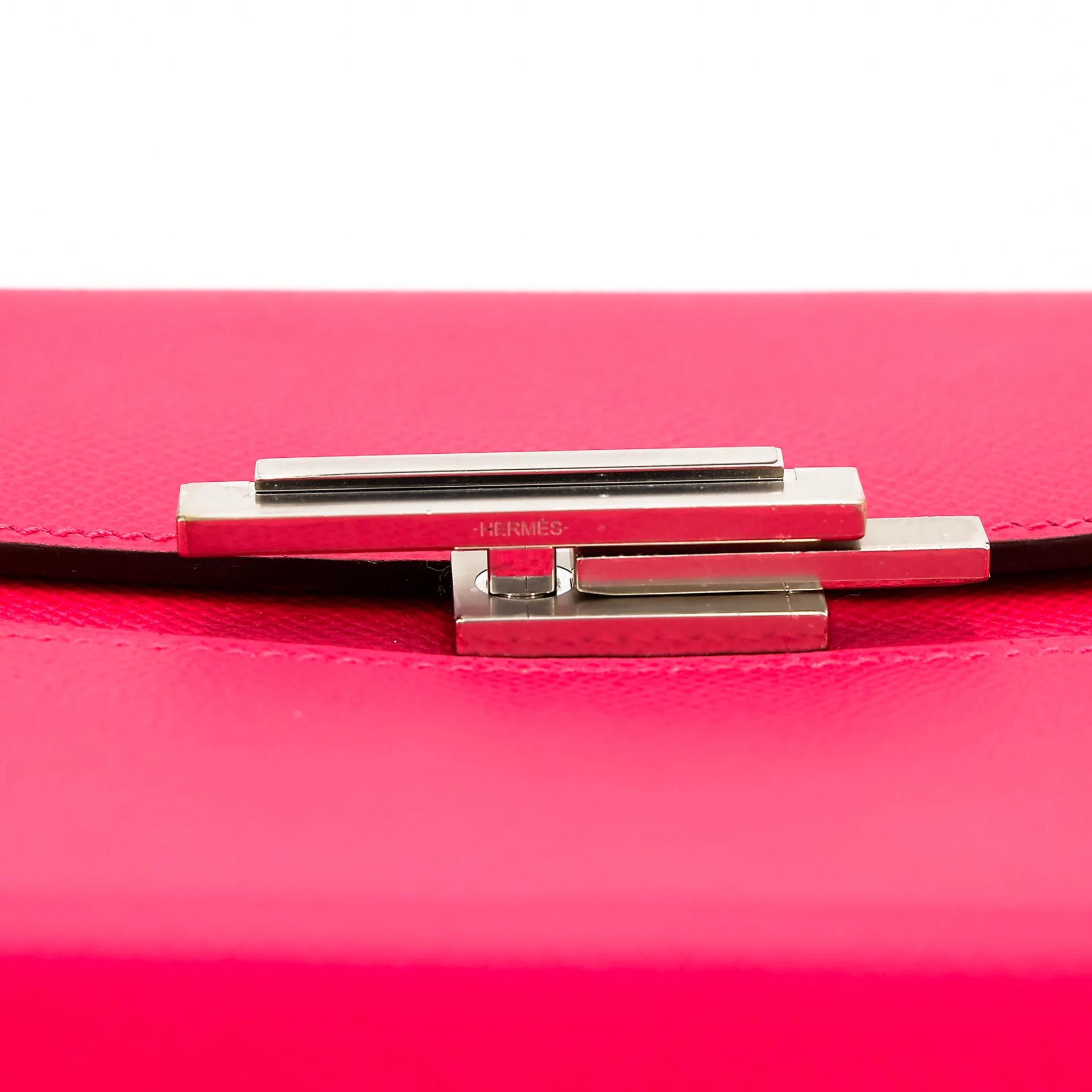 Very Good ( Rank A) HERMÈS Cinhetic Box Bag Rose Extreme (I6) Epsom Palladium hardware D (2019) - 18
