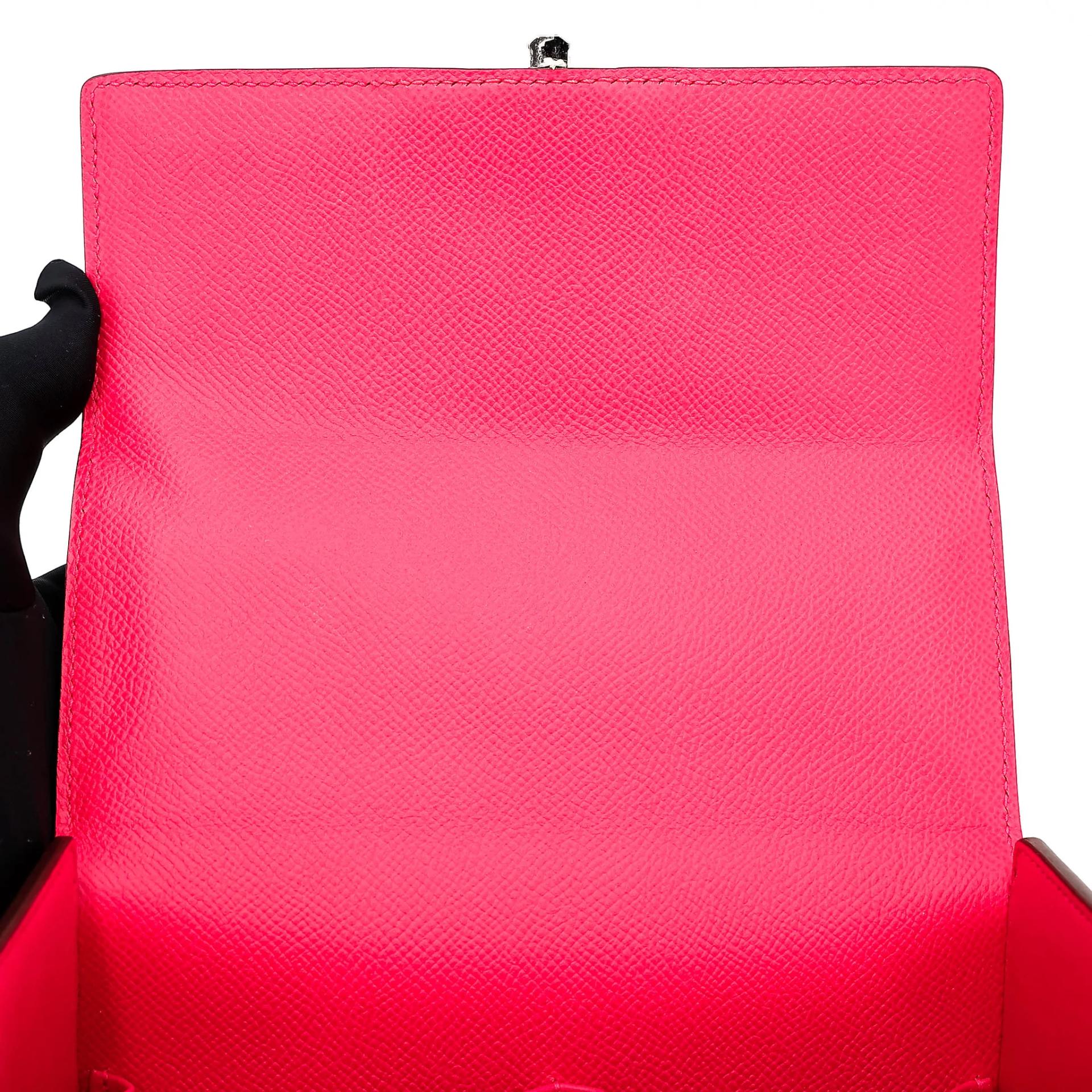 Very Good ( Rank A) HERMÈS Cinhetic Box Bag Rose Extreme (I6) Epsom Palladium hardware D (2019) - 20
