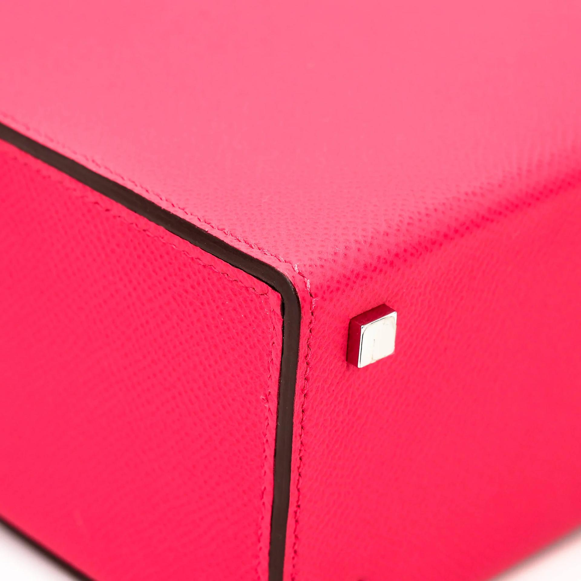 Very Good ( Rank A) HERMÈS Cinhetic Box Bag Rose Extreme (I6) Epsom Palladium hardware D (2019) - 12