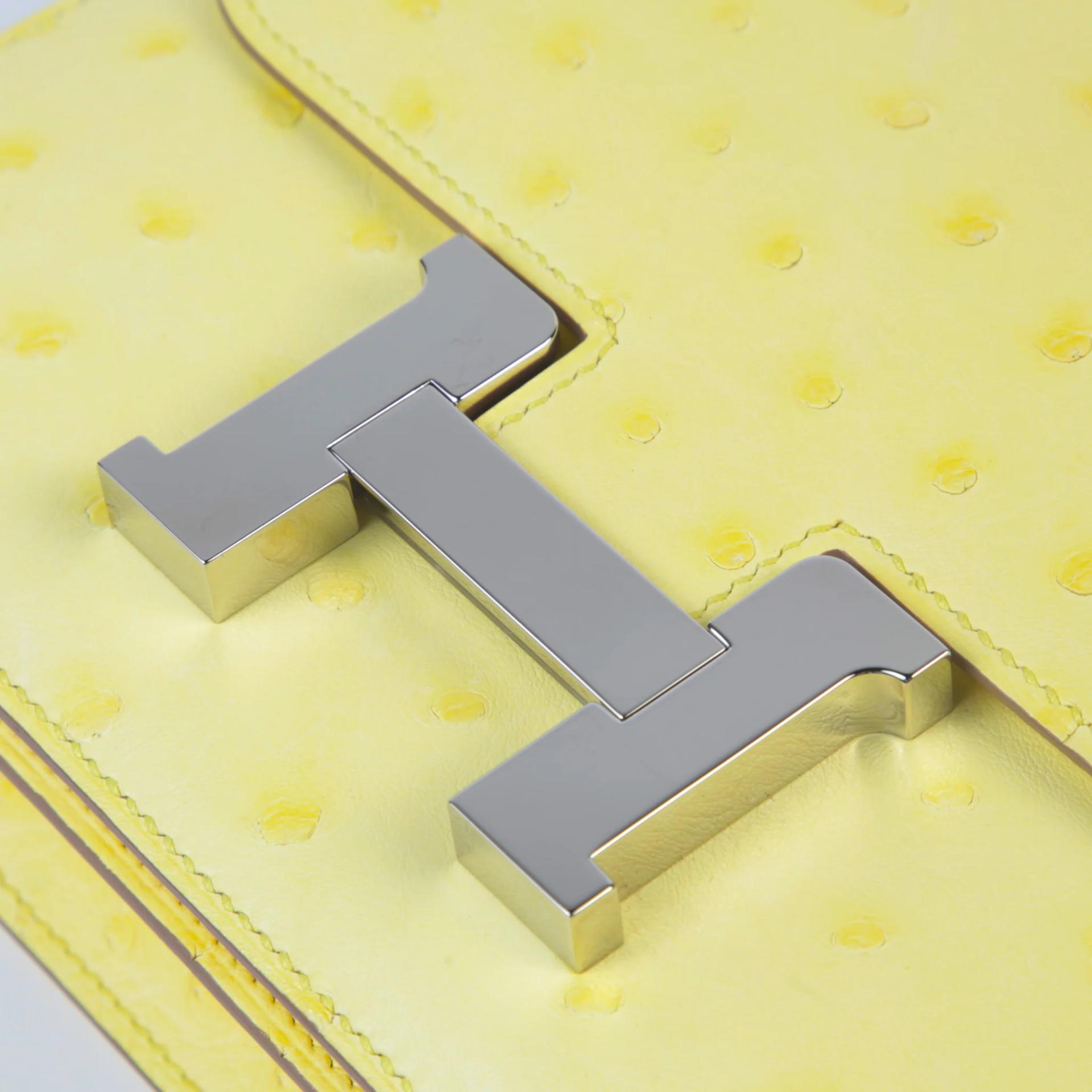 ランク A HERMÈS エルメス コンスタンス3 ミニ リモンチェッロ  (0Y) オーストリッチ シルバー金具 B刻印 (2023) - 8