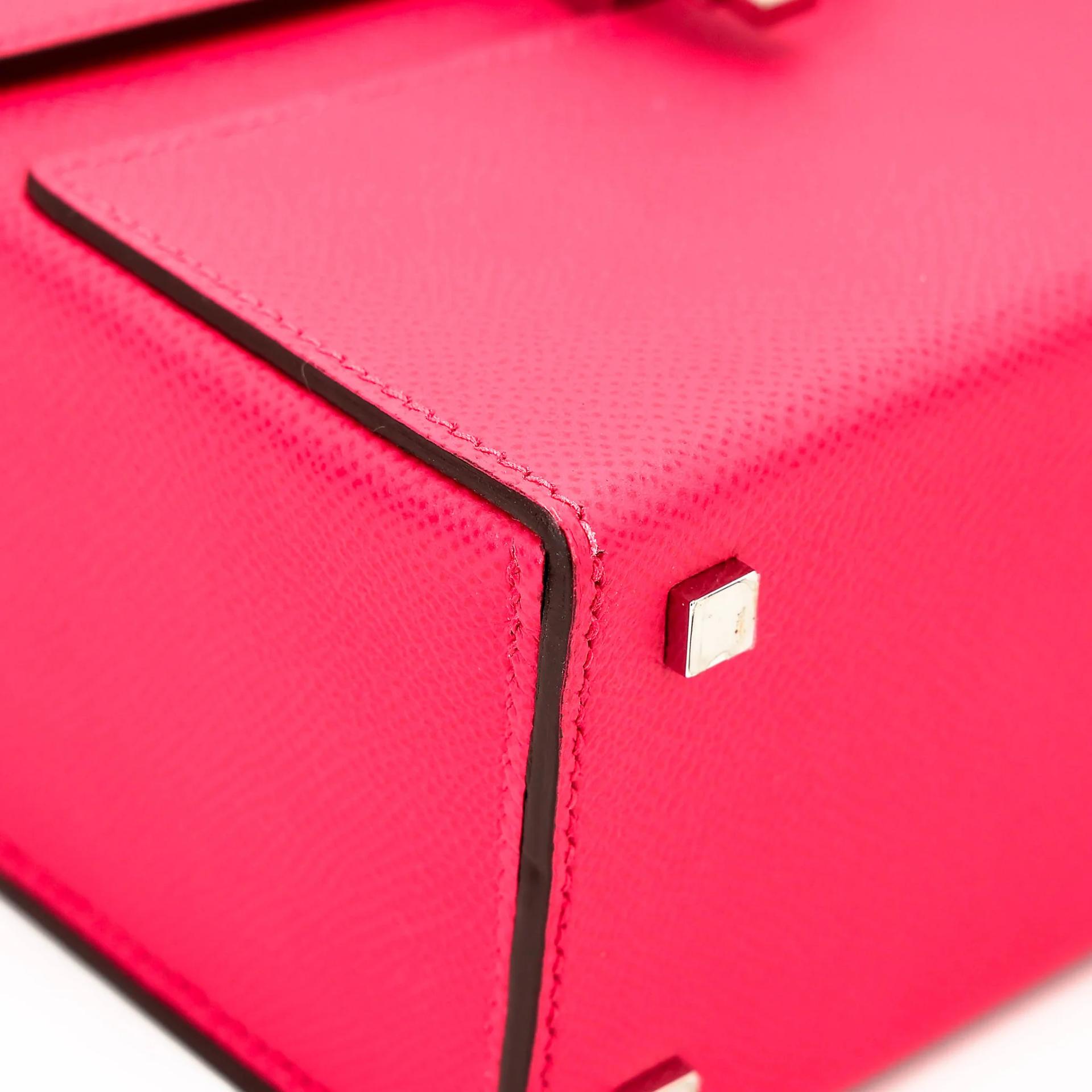 Very Good ( Rank A) HERMÈS Cinhetic Box Bag Rose Extreme (I6) Epsom Palladium hardware D (2019) - 10