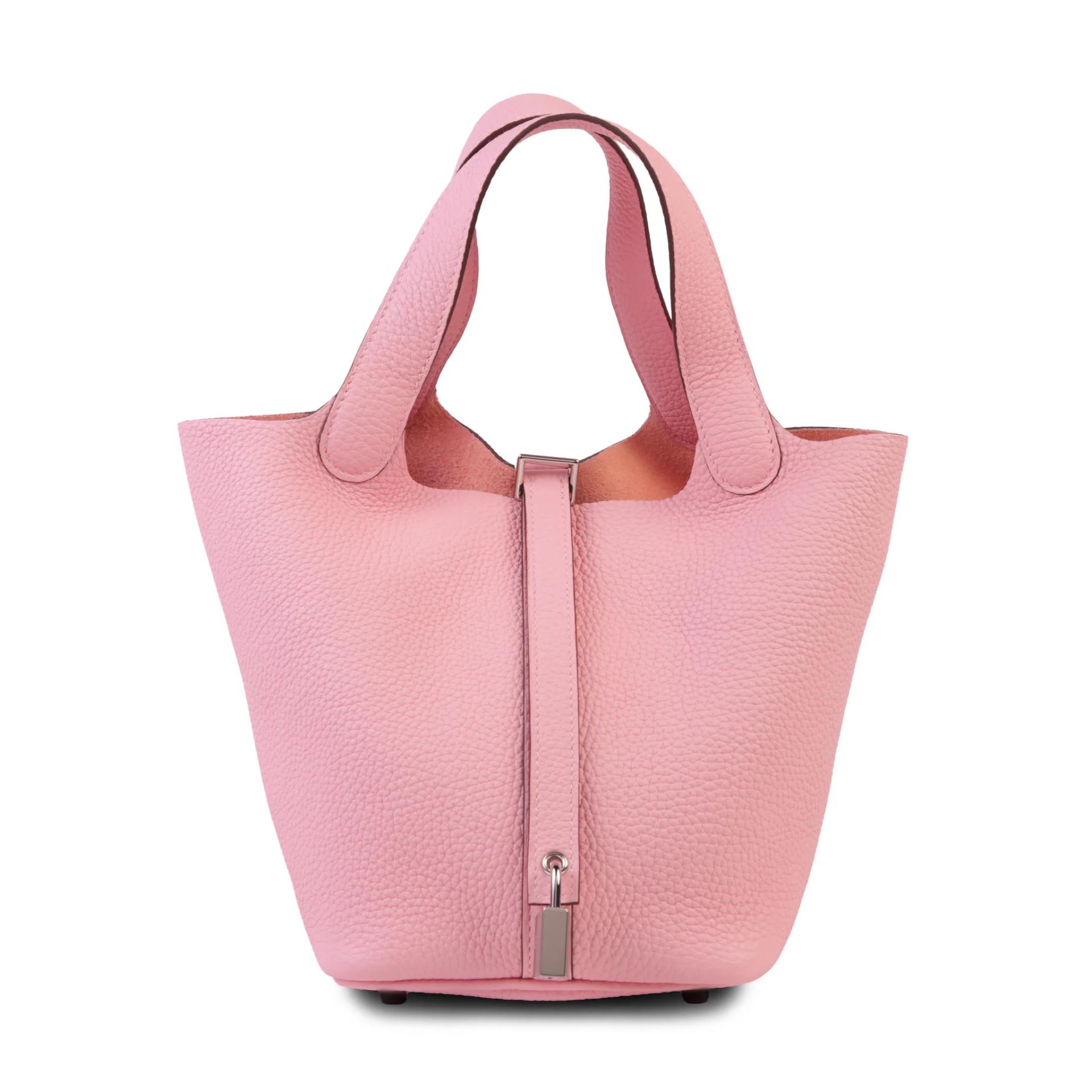 Unused ( Rank NS ) HERMÈS Picotin Lock PM Rose Sakura (3Q) Clemence Palladium hardware U (2022) - 1