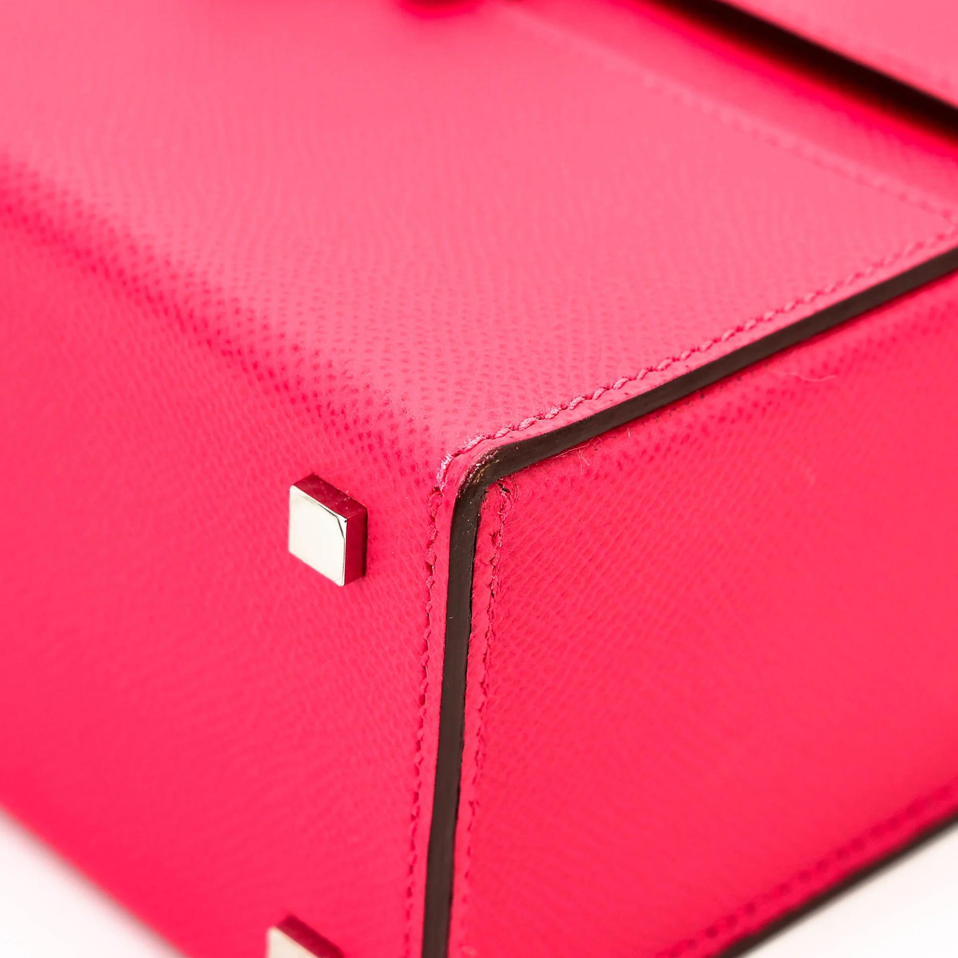 Very Good ( Rank A) HERMÈS Cinhetic Box Bag Rose Extreme (I6) Epsom Palladium hardware D (2019) - 9