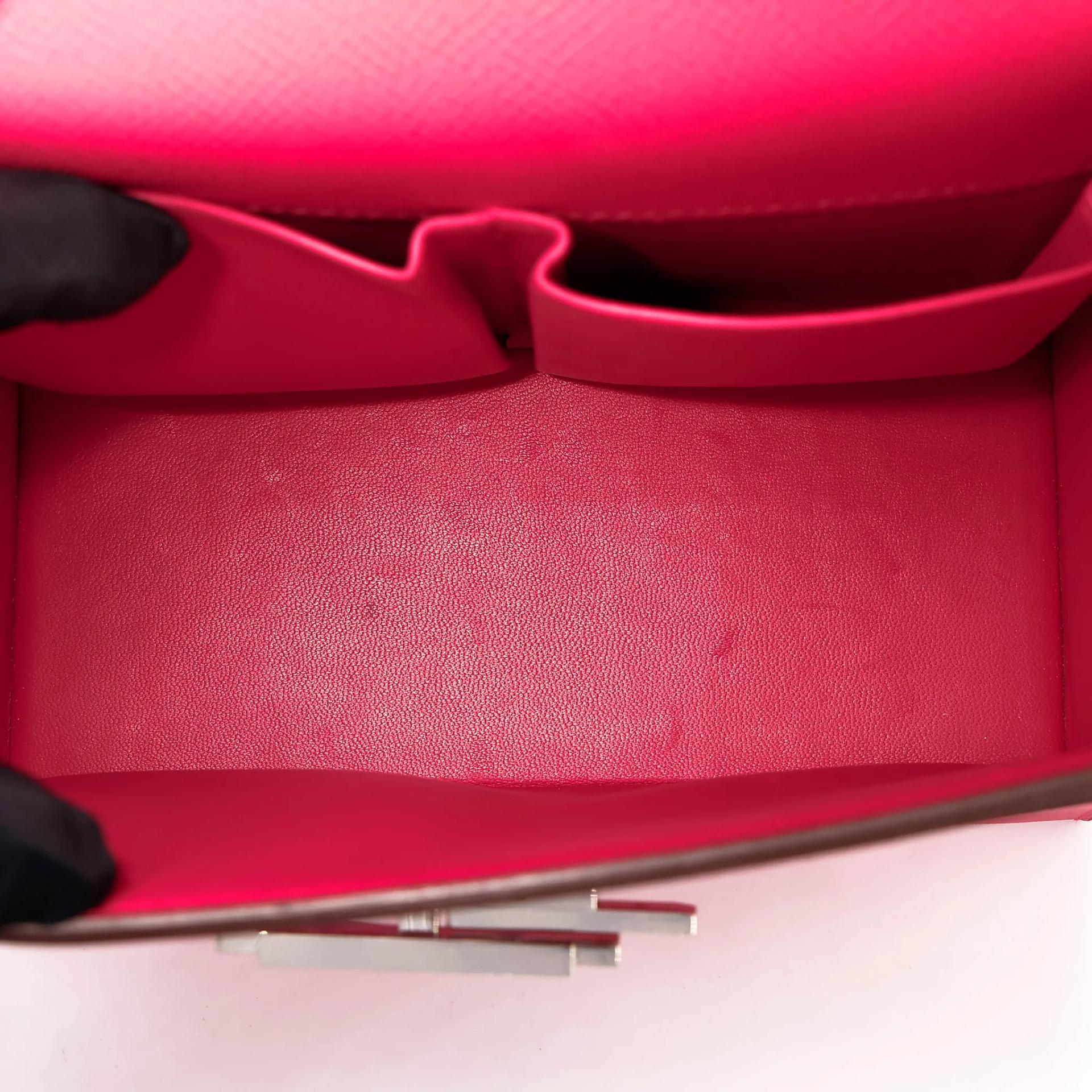 Very Good ( Rank A) HERMÈS Cinhetic Box Bag Rose Extreme (I6) Epsom Palladium hardware D (2019) - 32