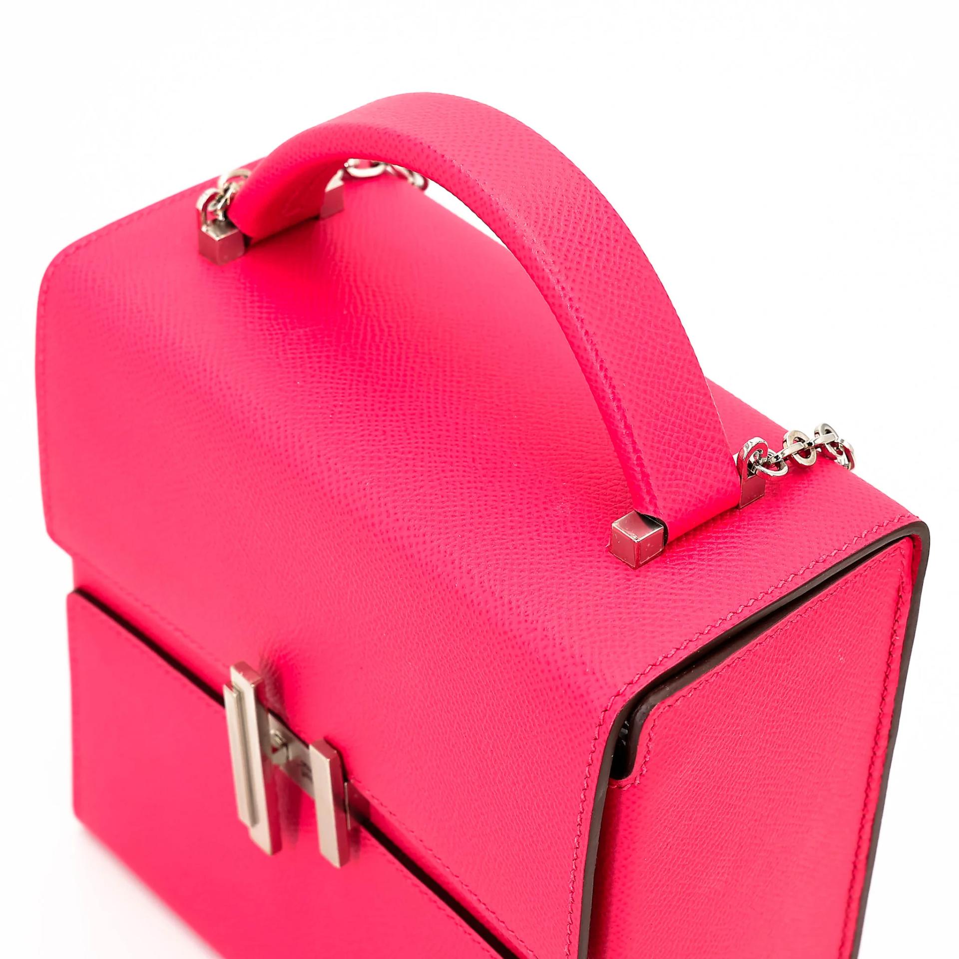 Very Good ( Rank A) HERMÈS Cinhetic Box Bag Rose Extreme (I6) Epsom Palladium hardware D (2019) - 4