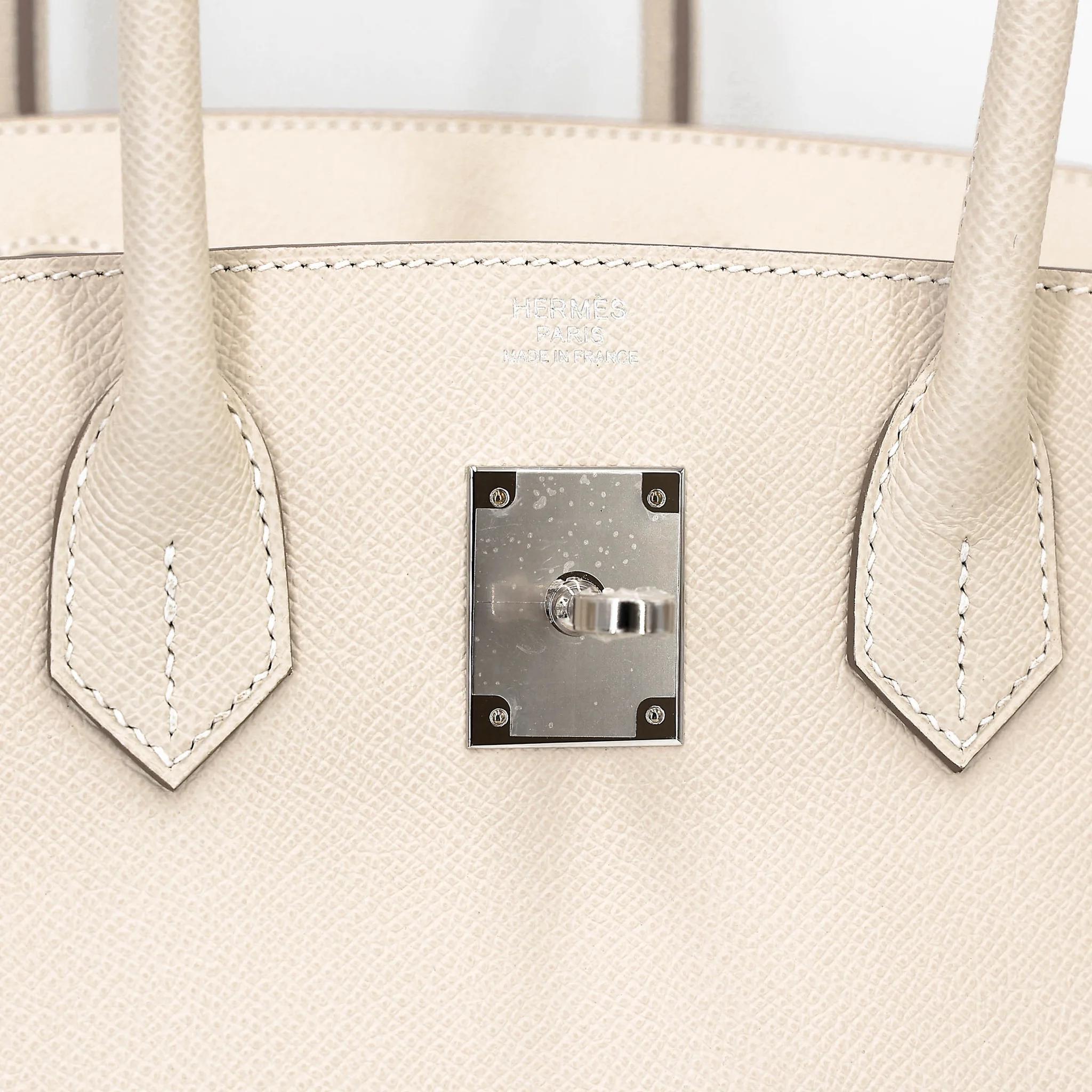 Brand New ( Rank N ) HERMÈS Birkin 30 Craie (10) Epsom Palladium hardware K (2025) - 10